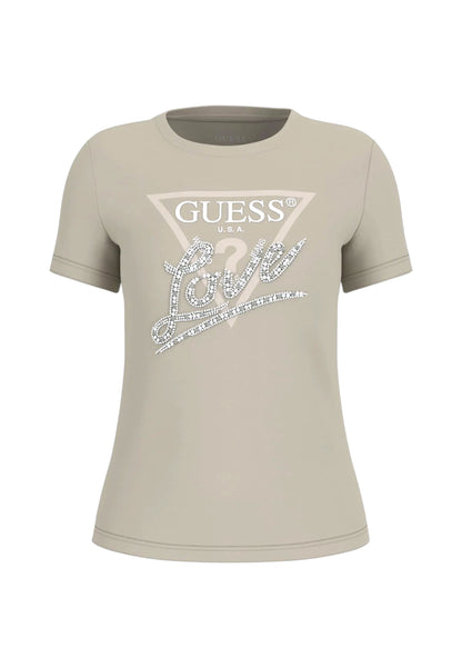 T-Shirt Manica Corta Donna Guess  Pearls Love Triangle W5YI40I3Z14