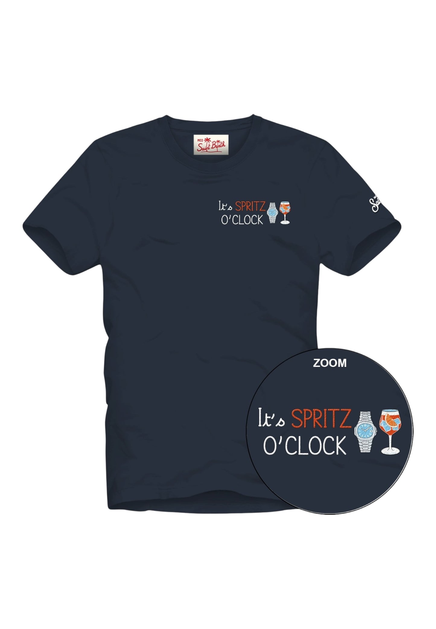 T-Shirt Manica Corta Uomo Mc2 Saint Barth Stampa E/O Ricamo Frontale Spritz Clock Portofino POT0001