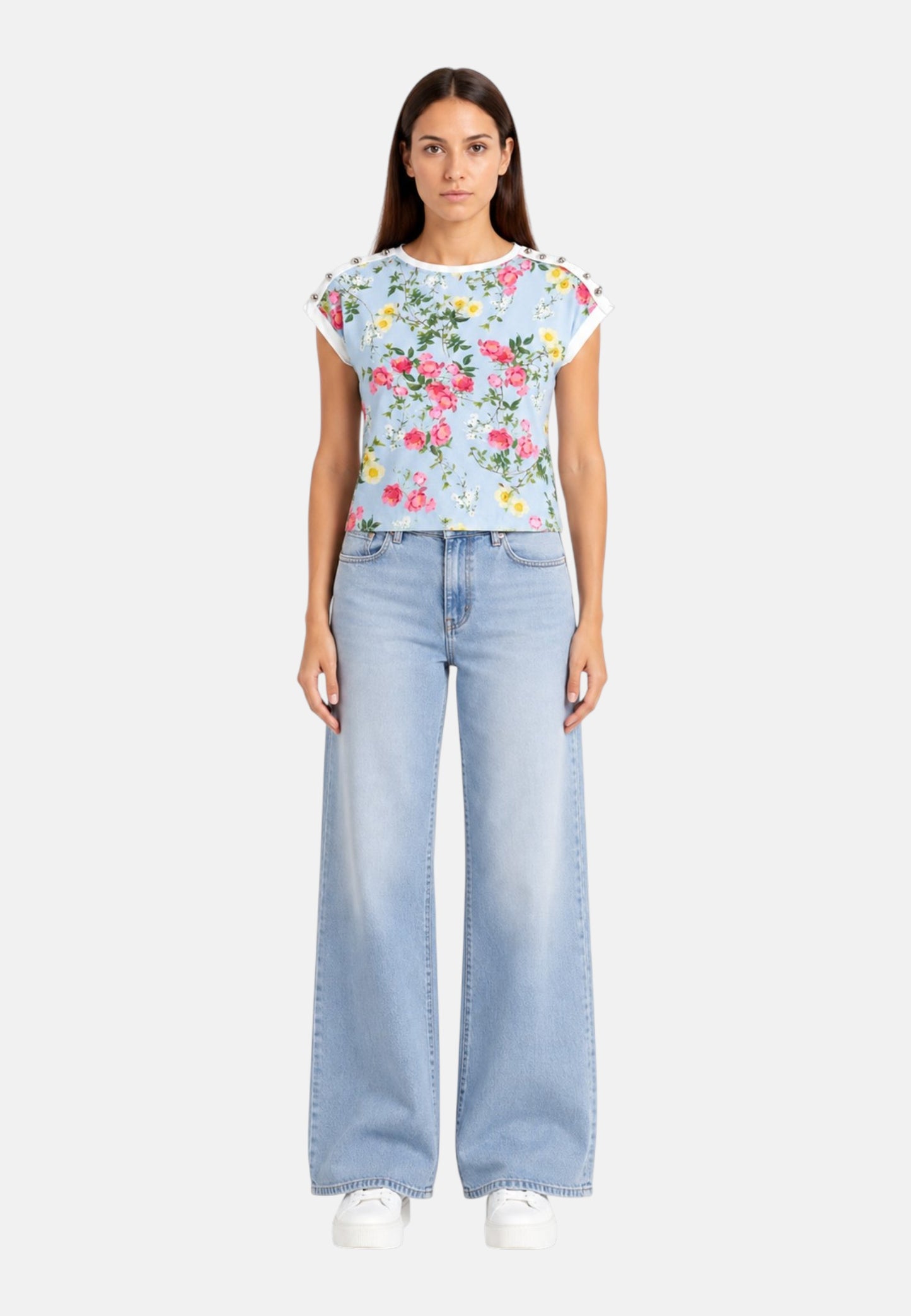 T-Shirt Manica Corta Donna Liu Jo Lt. Blu Botanic  WA6437J6308