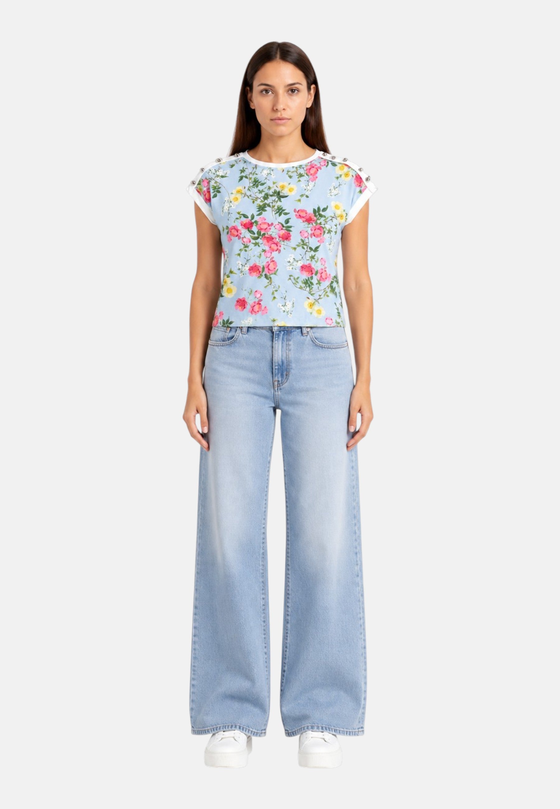 T-Shirt Manica Corta Donna Liu Jo Lt. Blu Botanic  WA6437J6308
