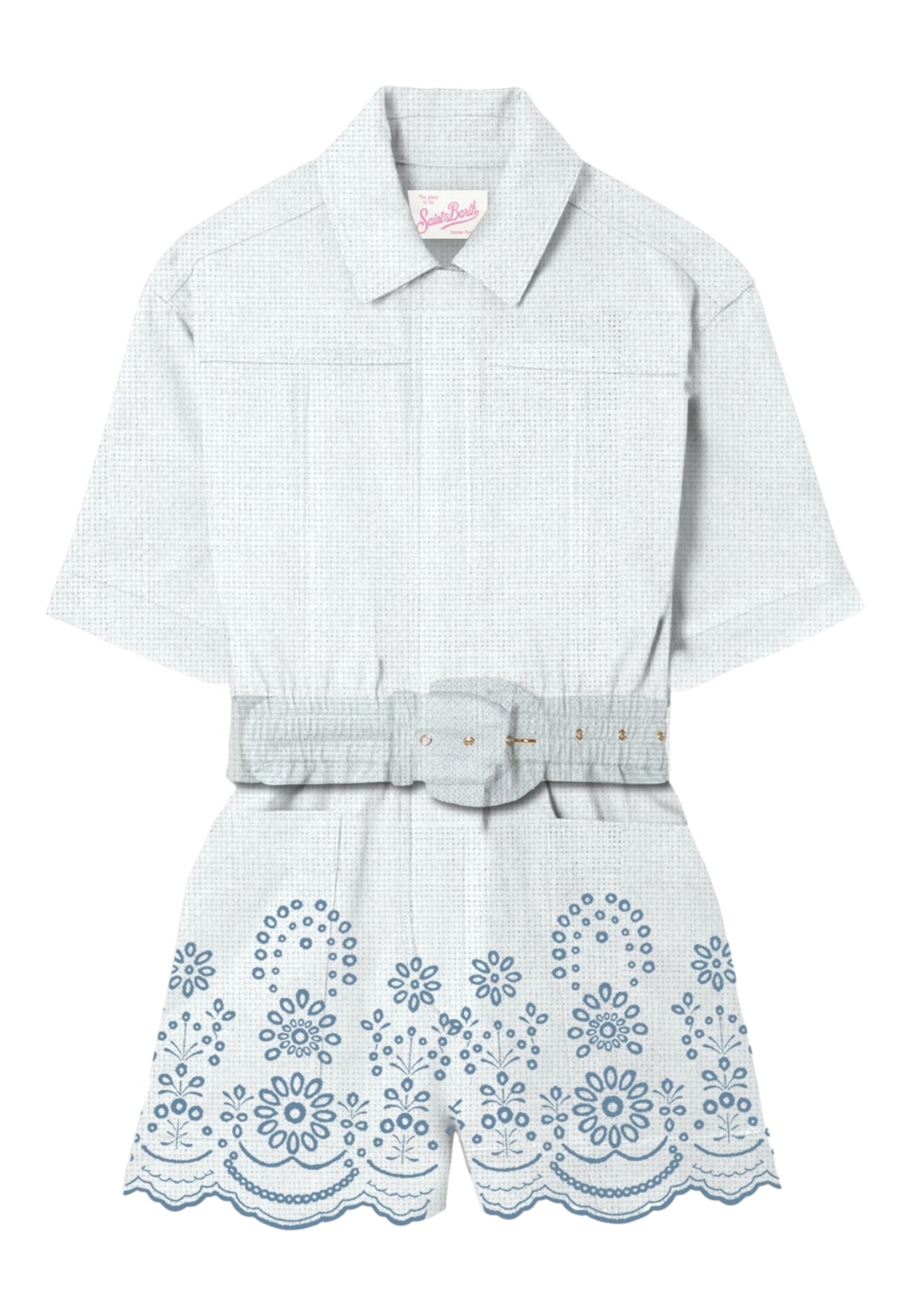 Tuta Jumpsuit Manica Corta Donna Mc2 Saint Barth Con Pantaloncini Linen Morris Flower Embry Carola CRA0001