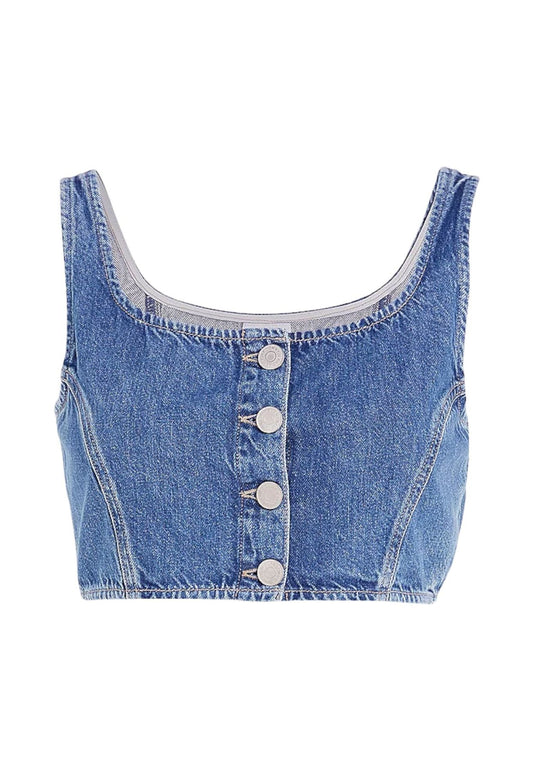 Top Senza Maniche Donna Tommy Jeans In Jeans Cropped Top Bf Bg5031 DW0DW15646