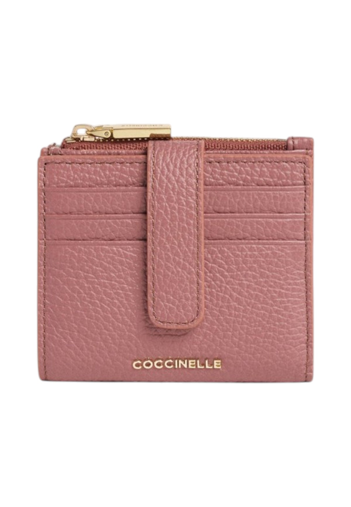 Portacarte Con Zip Donna Coccinelle Compatto In Pelle con grana Metallic Soft E2MW511F701