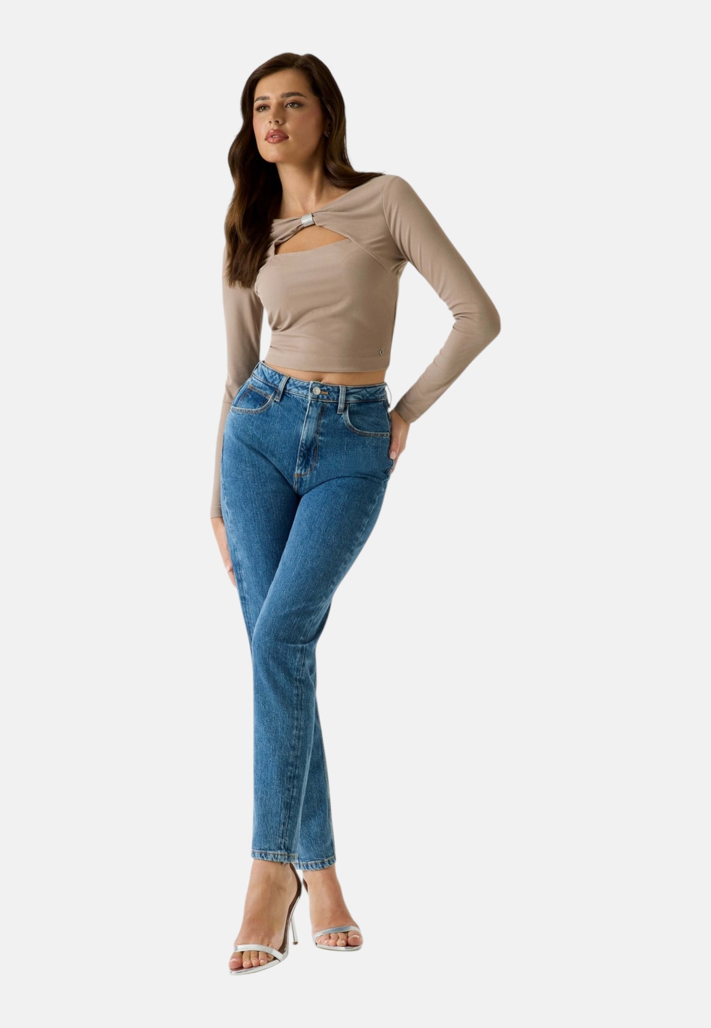 Top Manica lunga Donna Guess  Milena Front Bow W6RP11KAQL2