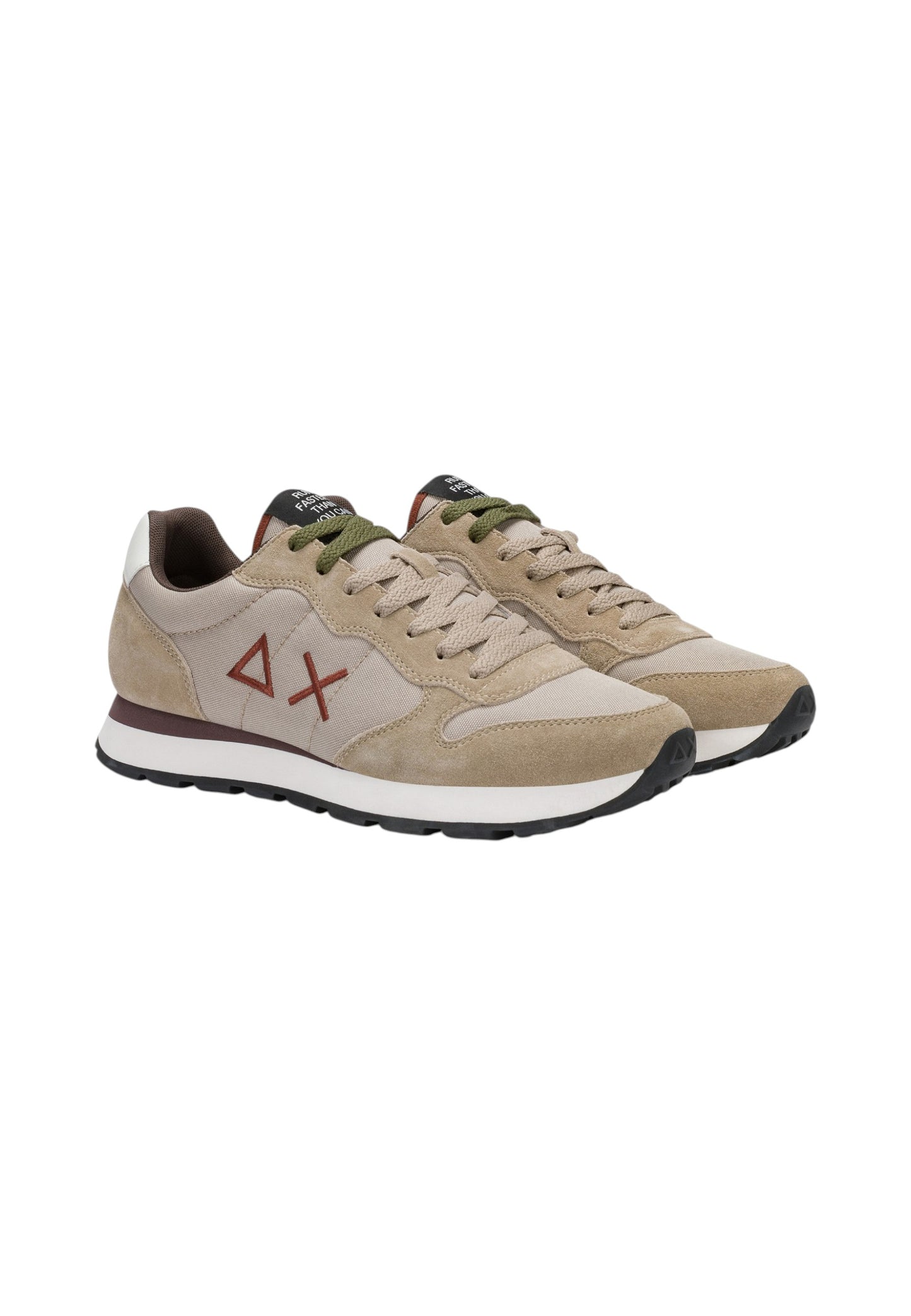 Sneakers Basse Uomo Sun68 Stile Running, Logo Ricamato, Nylon E Suede Tom Solid Z46101