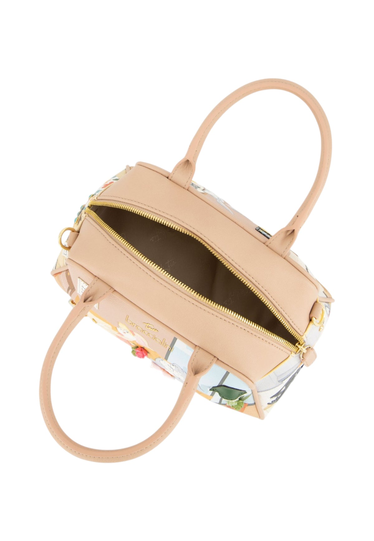 Borsa A Mano Donna Braccialini A Bauletto, Doppio con tracolla removibile e regolabile, Chiusura con zip, Due tasche interne, una con zip e una aperta, Stampa illustrata Looney Tunes, Dimensioni: 24 x 13 x 16 Cm Allround LT LT290YY