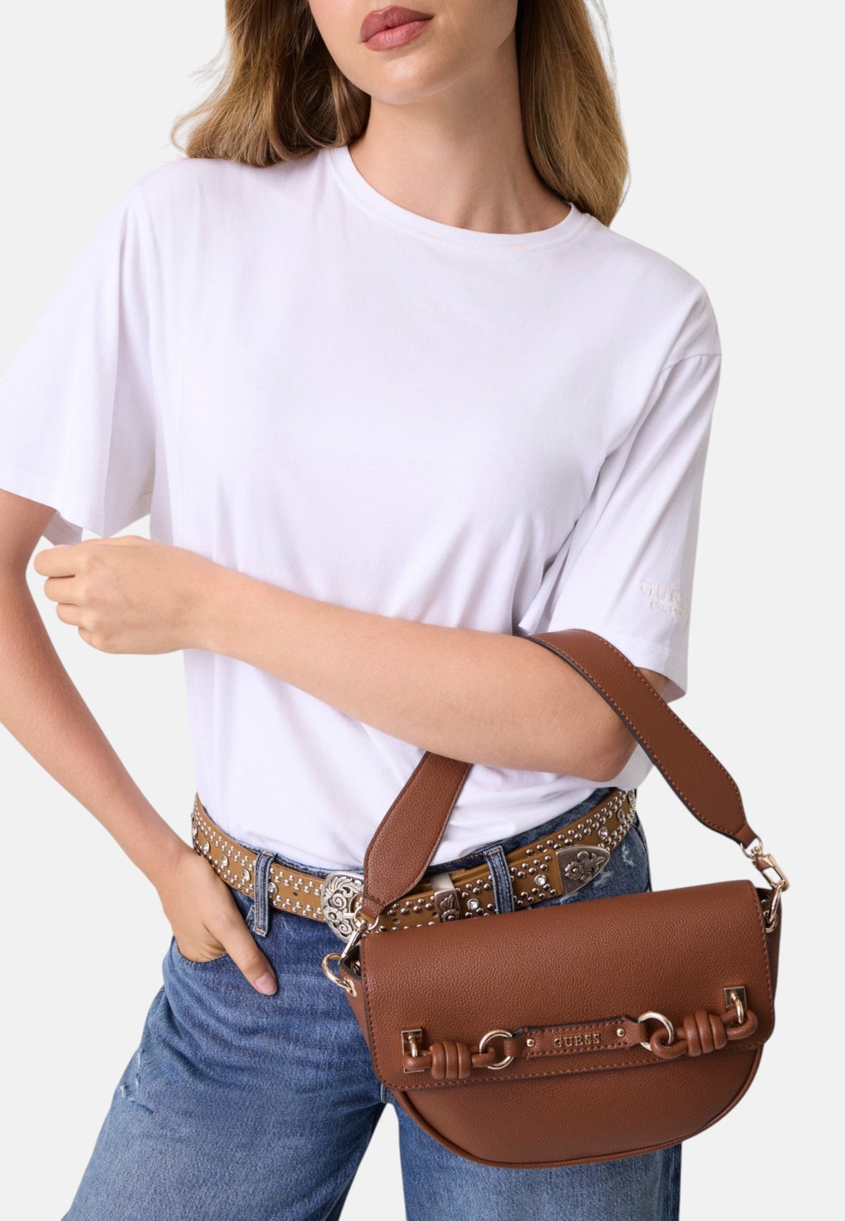 Borsa A Spalla Donna Guess Flap Shoulder Bag Camelia HWBG9742190