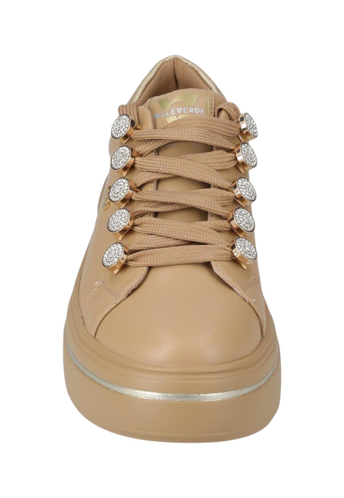 Sneakers Basse Donna Valleverde chiusura con lacci, occhielli decorativi, inserto luminoso sul tallone, suola alta, sottopiede in pelle  V35453