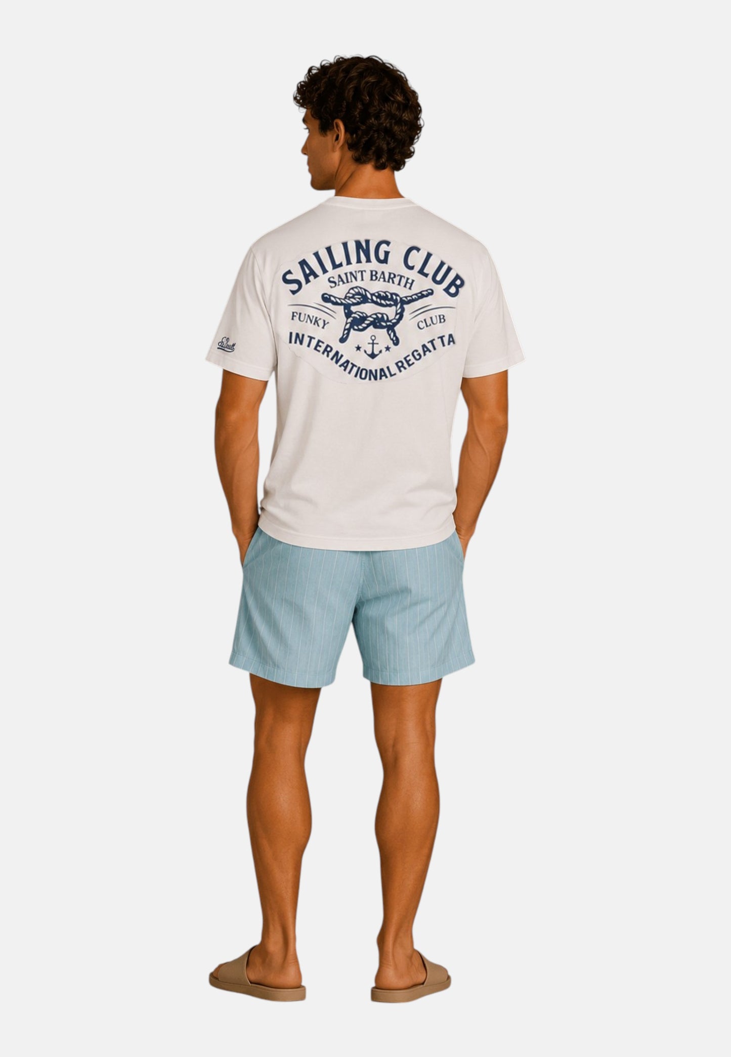 T-Shirt Manica Corta Uomo Mc2 Saint Barth Stampa/Ricamo Fronte E Retro Sb Sailing Regatta Portland PRL0002