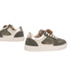 Sneakers Basse Donna Nero Giardini Tomaia in pelle scamosciata e tessuto, pannelli animalier, finiture metallizzate, pompon decorativo, suola in gomma, Made in Italy  I633722F