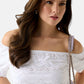 Blusa Manica Corta Donna Guess Shoulder Off Eyelets Embroidery W6GP47K3336
