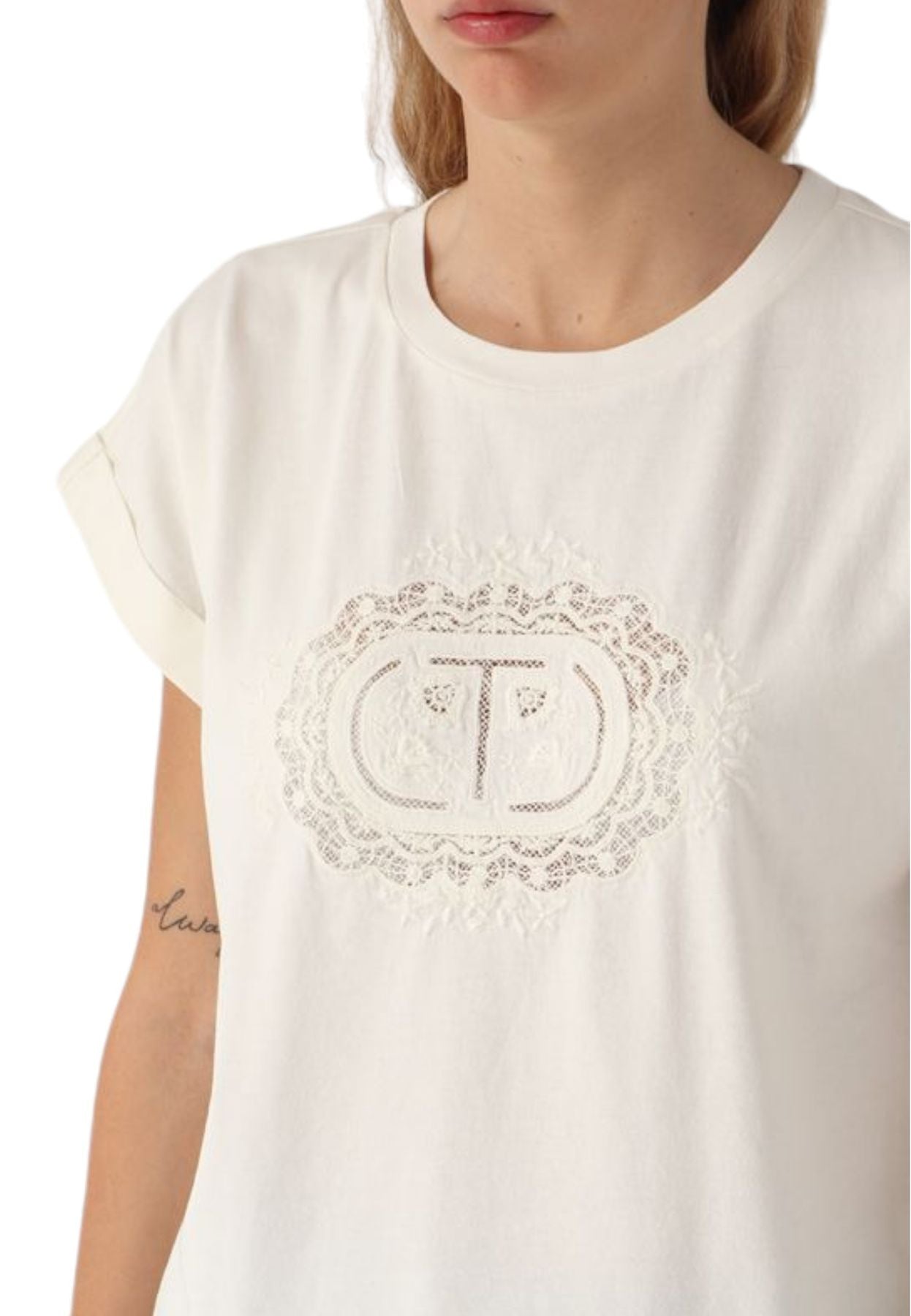 T-Shirt Manica Corta Donna Twinset Con Ricamo  241TT2144