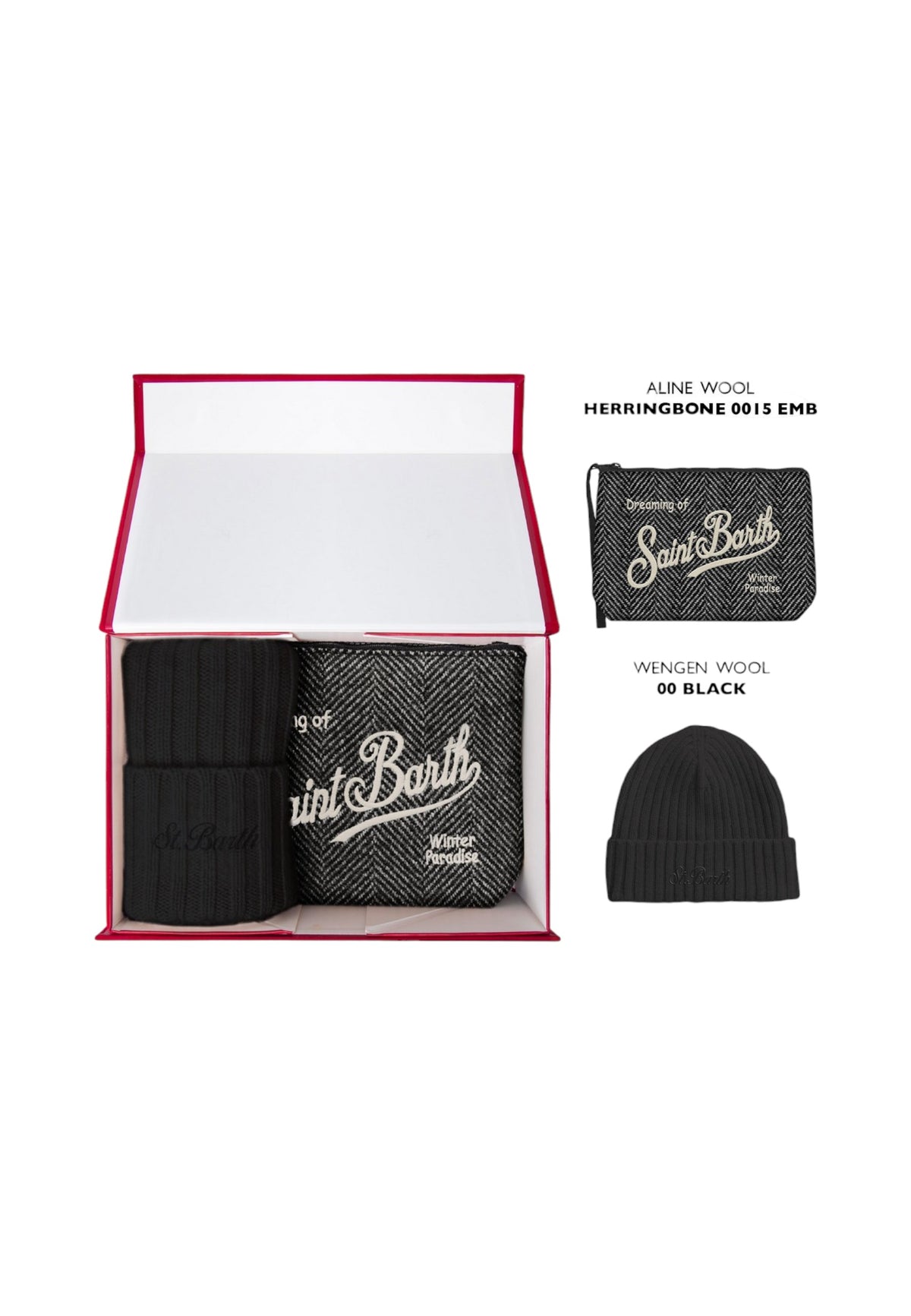 Set Regalo Unisex Mc2 Saint Barth Berretto E Pochette Coordinati, Confezione Regalo, Il Disegno Spigato Christmas Box Man BOX0042-HERRINGBONE