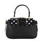 Borsa A Mano Donna Braccialini A Bauletto, Singolo con tracolla removibile e regolabile, Chiusura con clip, Due tasche interne, una con zip e una aperta, Borchie, patch e dettagli in cristallo, Dimensioni: 21 x 6.5 x 15 Cm Rock B19270YY