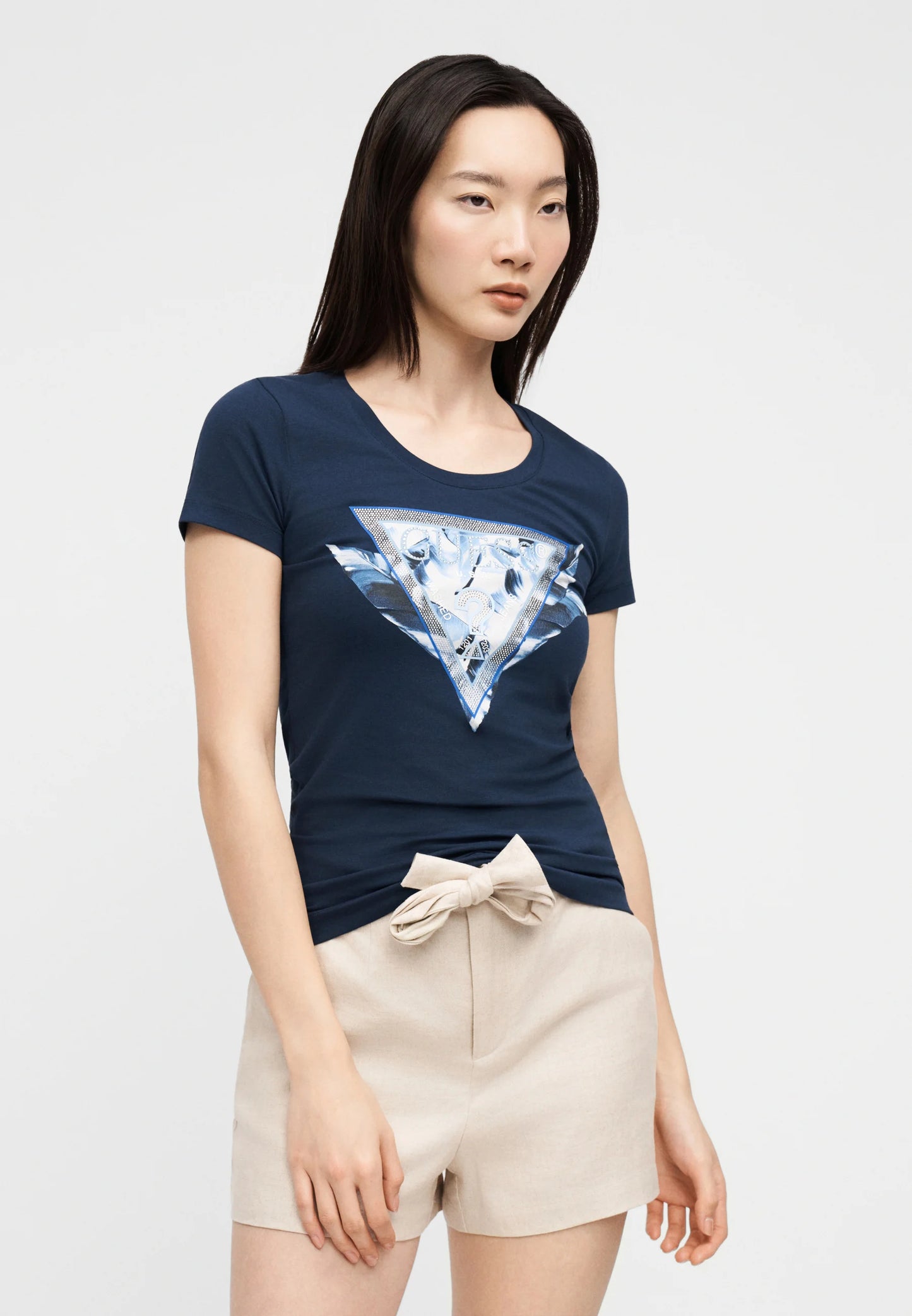 T-Shirt Manica Corta Donna Guess  Feather Triangle W6GI11K3026