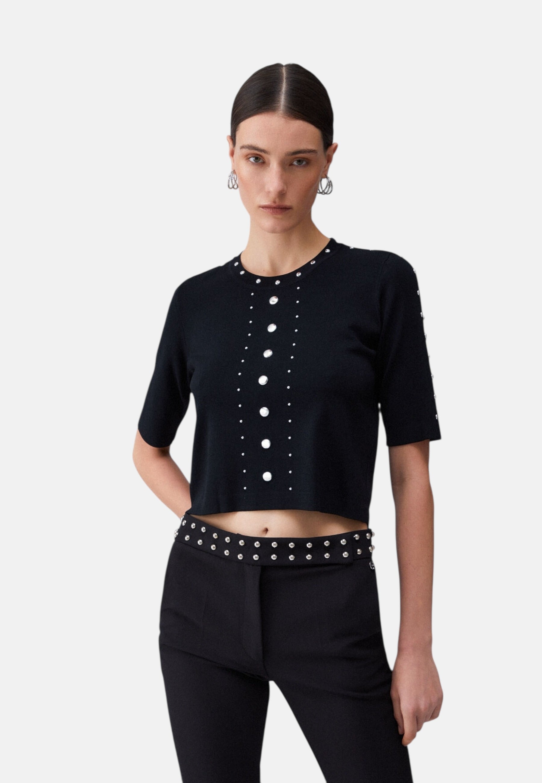 Top  Donna Liu Jo In Maglia Con Borchie Eco Line WA6092MS55N