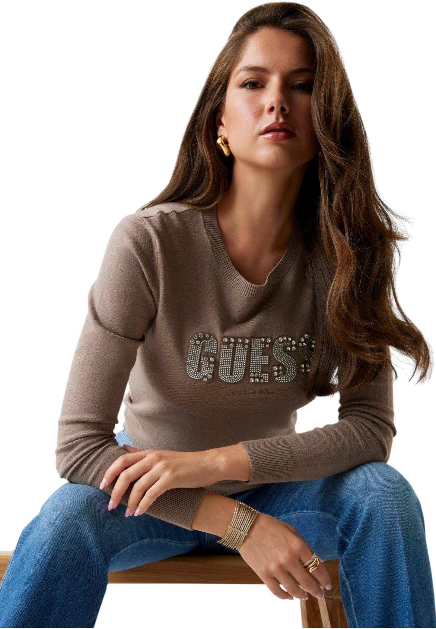 Maglione A Girocollo Donna Guess  Reyna Logo W5BR40Z2NQ2