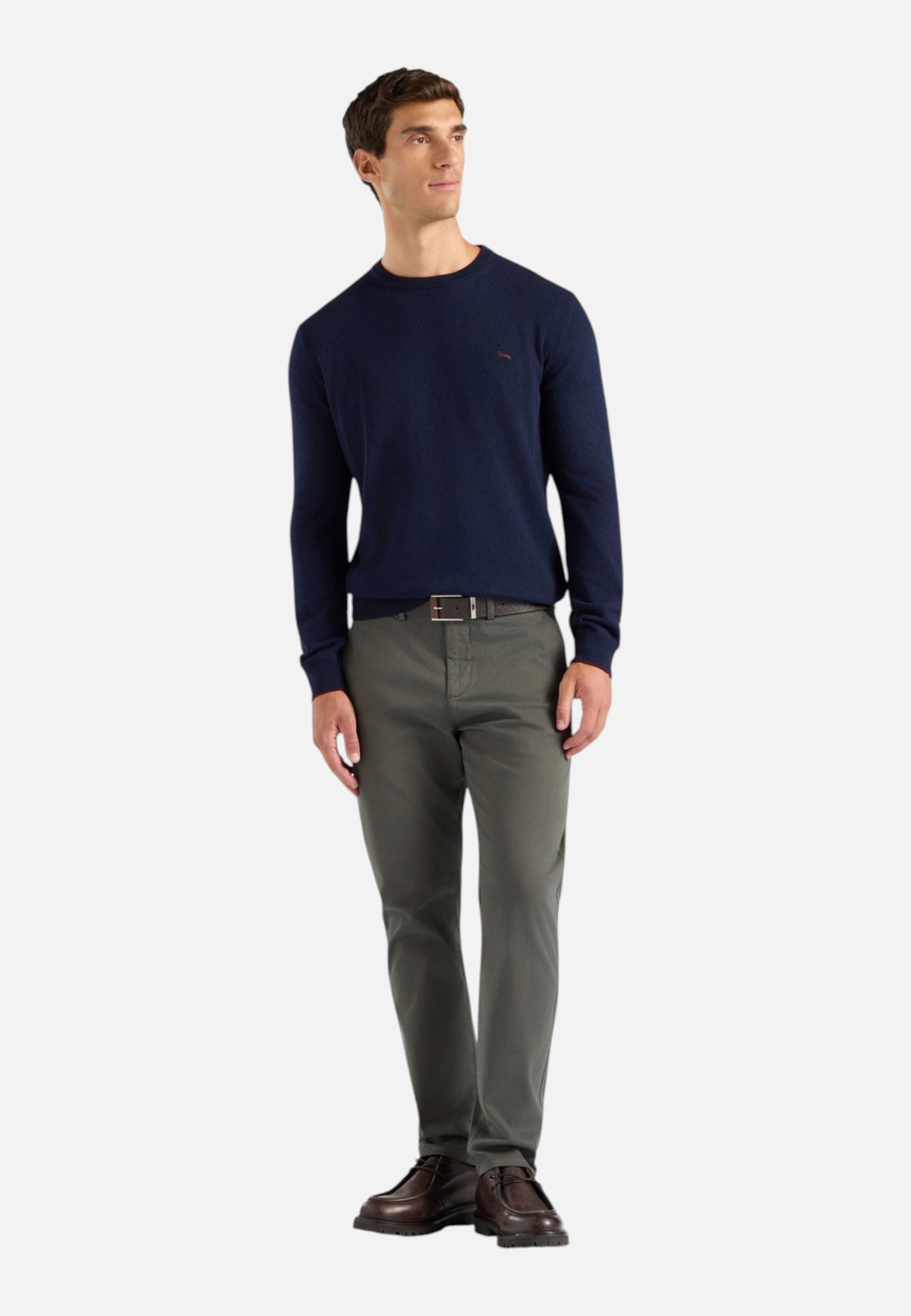Maglione A Girocollo Uomo Harmont & Blaine Misto lana e cashmere, Dettagli a contrasto, Regular Fit, Finiture a costine, Logo Harmont & Blaine  HRR007030187