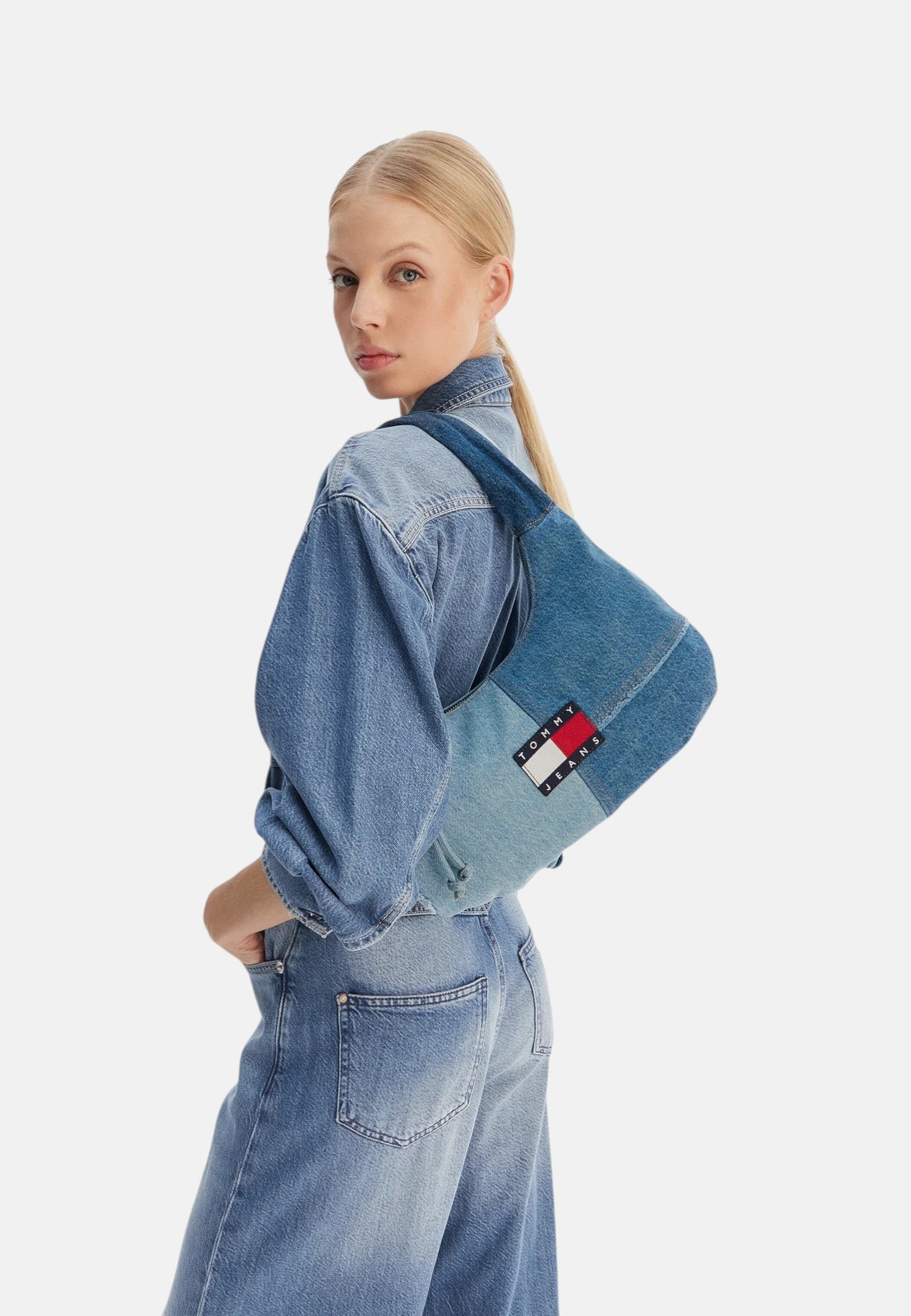 Borsa A Spalla Donna Tommy Hilfiger  Tjw Denim Patchwork AW0AW18471