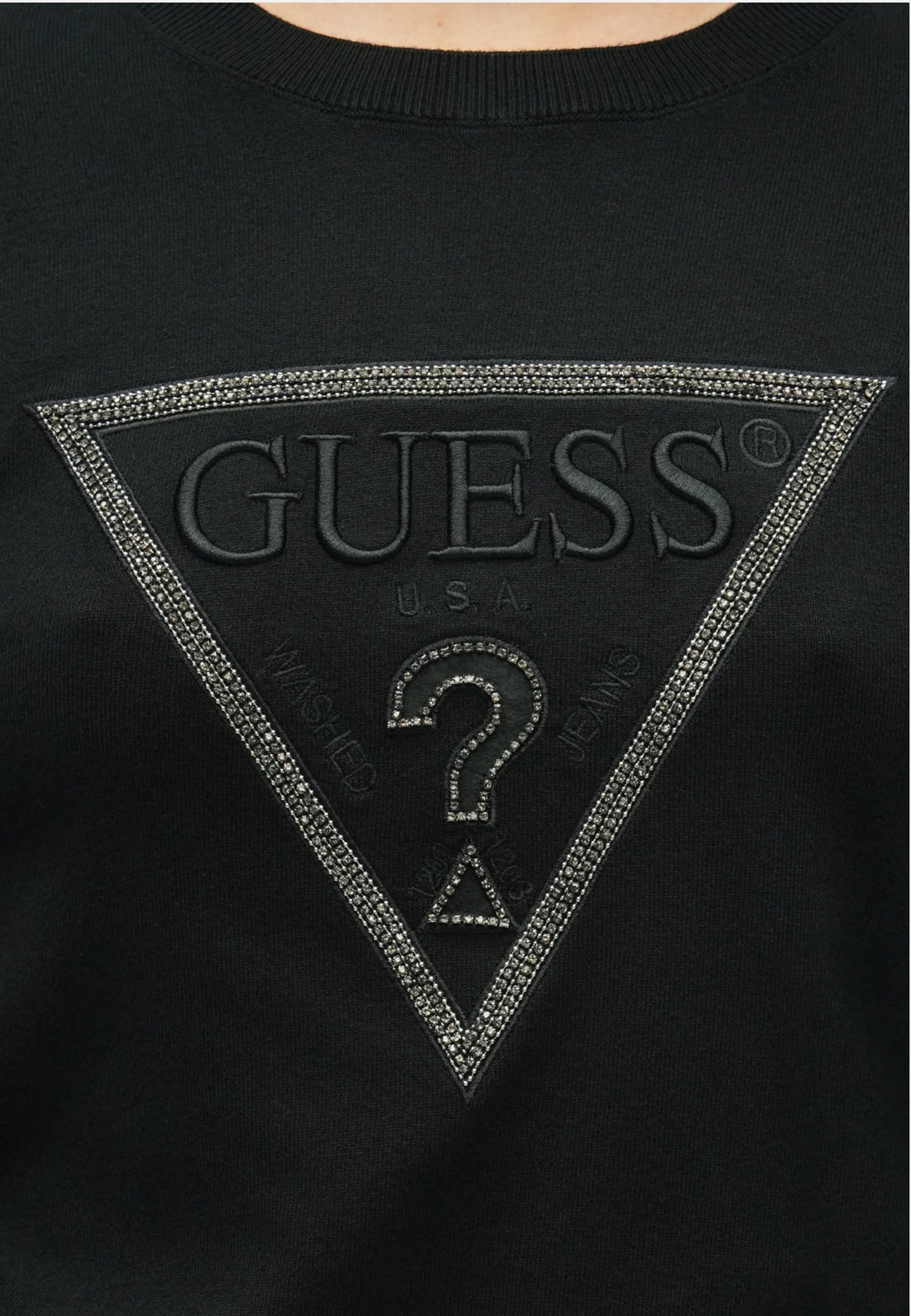 Maglia A Girocollo Donna Guess  Sasha Triangle Logo W6RR49Z2NQ2