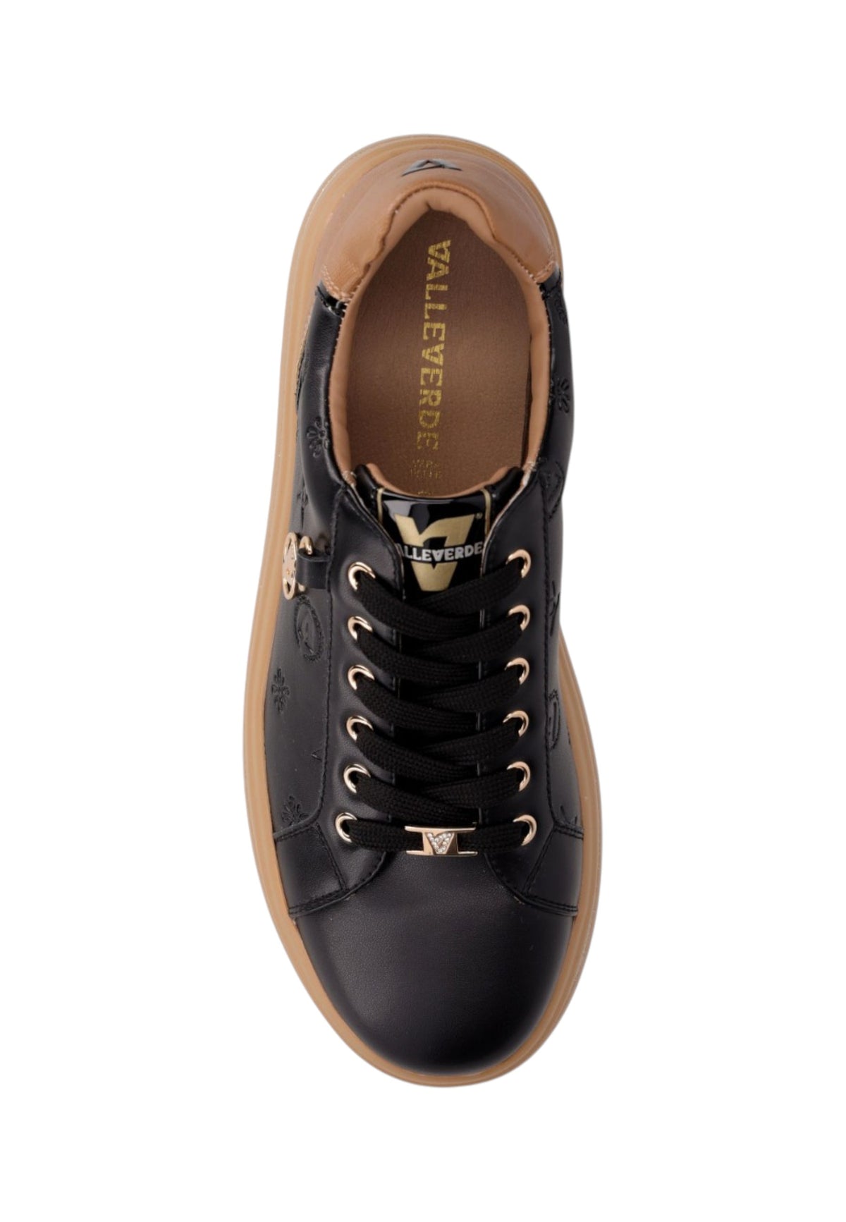 Sneakers Basse Donna Valleverde chiusura con lacci, piccoli motivi impressi sulla tomaia, ciondolo con logo, inserti a contrasto, sottopiede in pelle  35494L