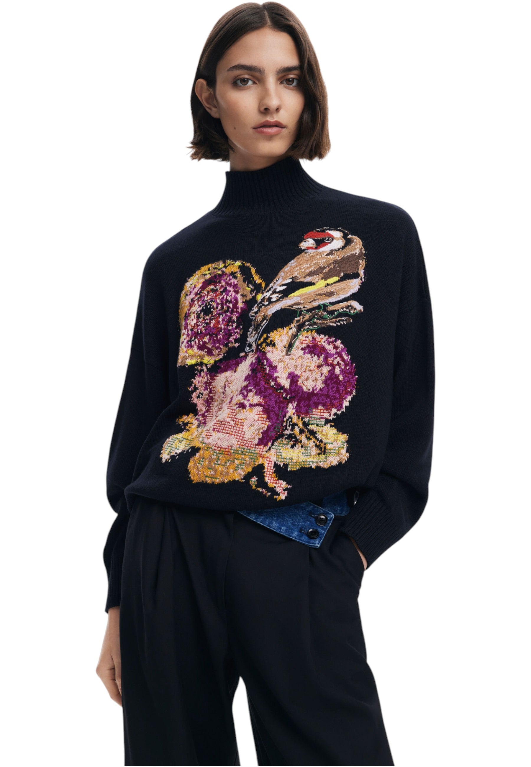 Maglione Collo Alto Donna Desigual  Bird Lacroix 25WWJF04