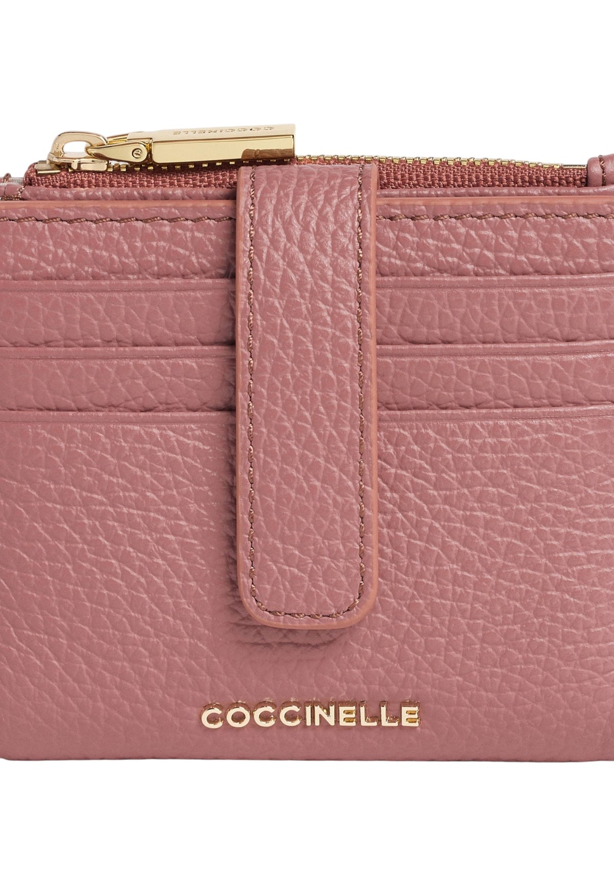 Portacarte Con Zip Donna Coccinelle Compatto In Pelle con grana Metallic Soft E2MW511F701