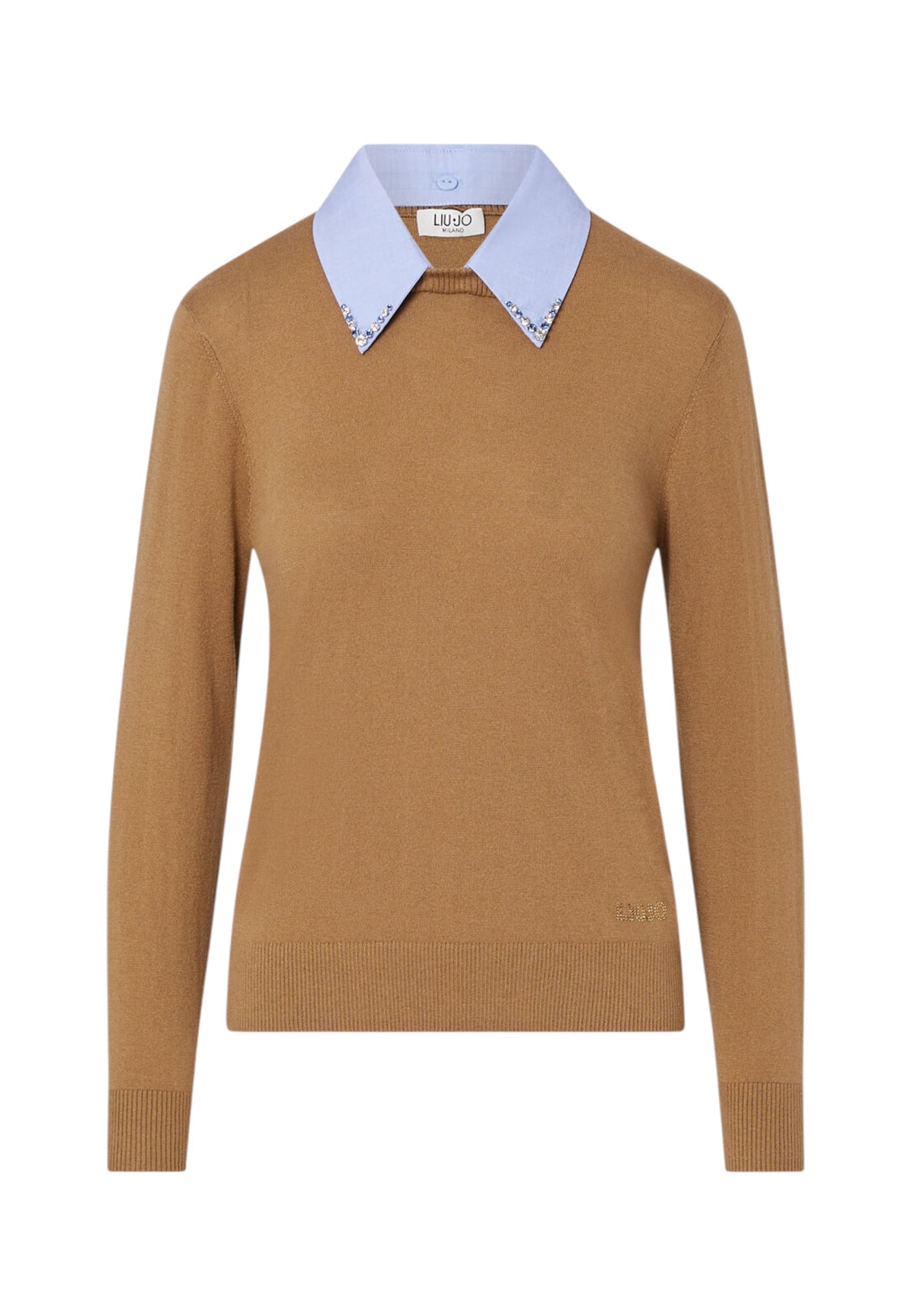 Maglia A Girocollo Donna Liu Jo Con Colletto A Camicia A Contrasto  WF6452MA16R