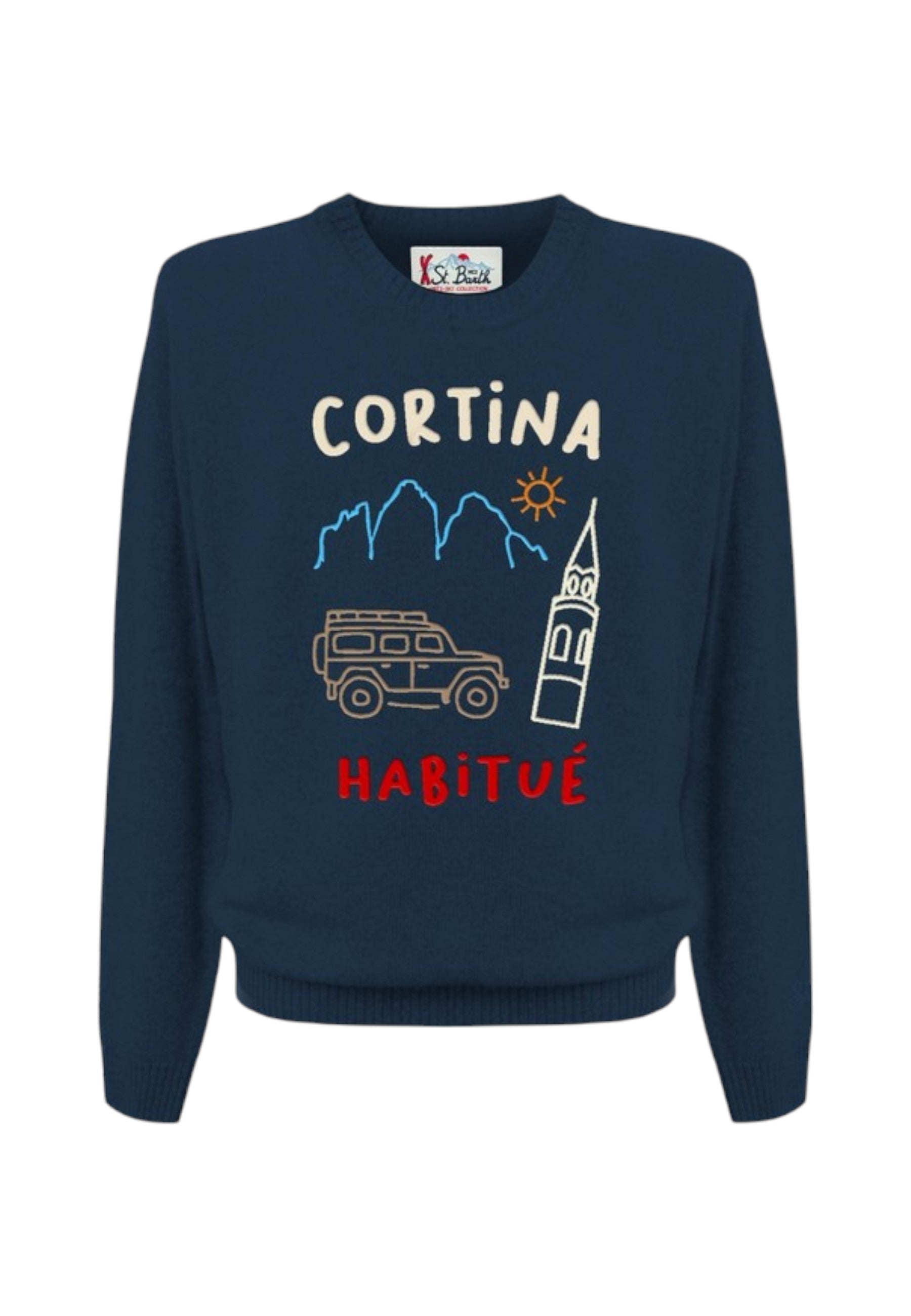 Maglione A Girocollo Uomo Mc2 Saint Barth Cortina Draw Emb Heron HER0001