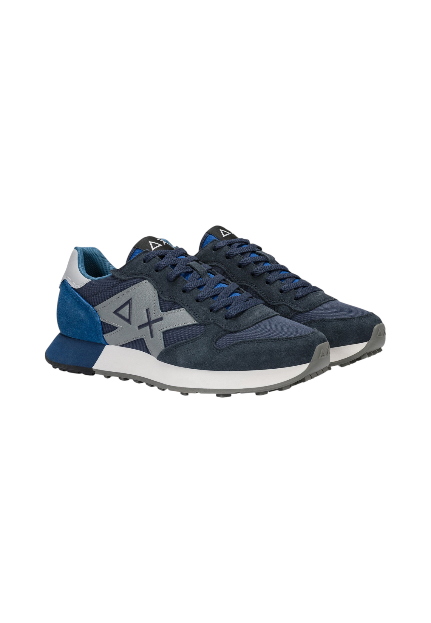 Sneakers Basse Uomo Sun68 Stile Running, Nylon E Suede, Maxi Logo Ricamato, Dettagli A Contrasto Jaki 2.0 Solid Z46121