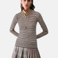 T-Shirt Manica lunga Donna Liu Jo A Righe Con Ricamo  WF6440J3988