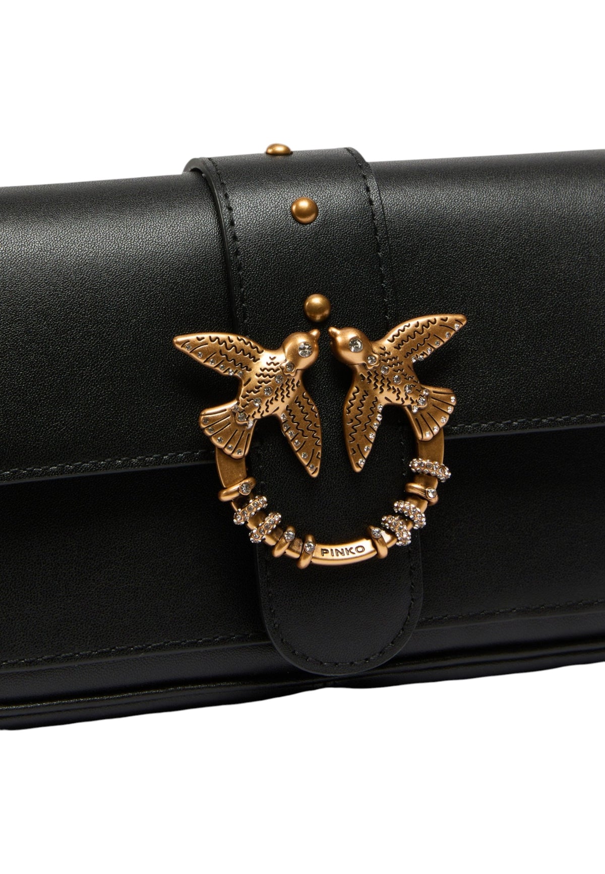 Borsa A Tracolla Donna Pinko Pelle di vitello, formato pocket, nuova fibbia Love Birds, pattina, misure 19 x 5 x 11 cm Love One Pocket New Buckle 107072A0F1