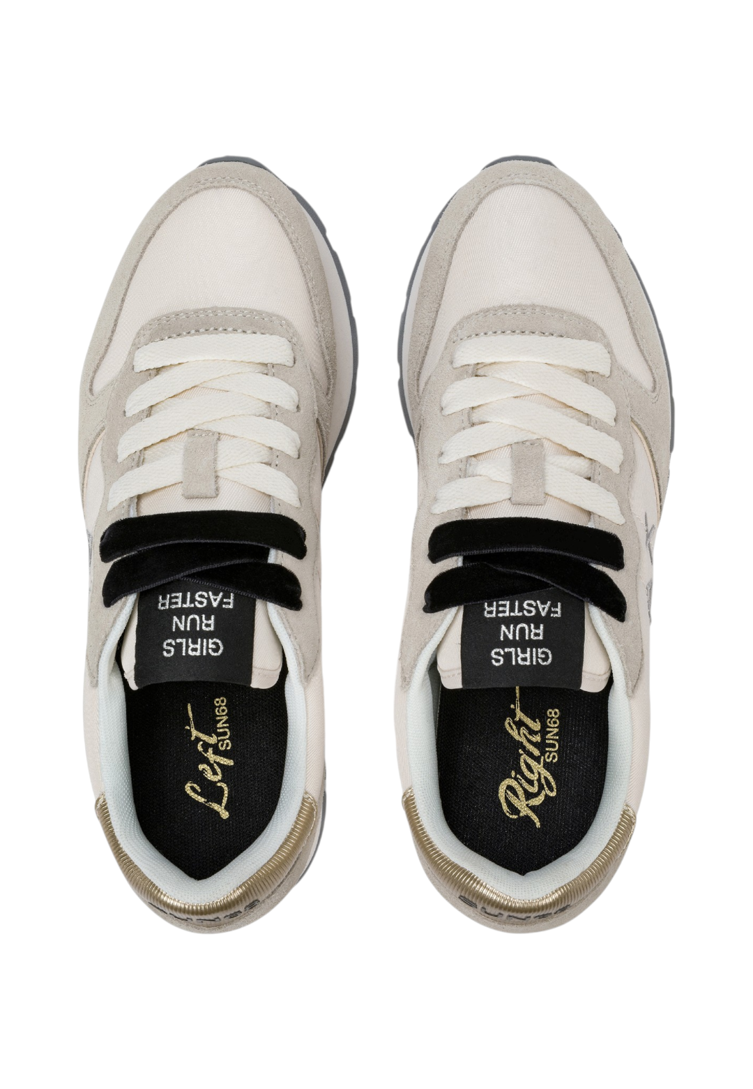 Sneakers Basse Donna Sun68 Stile Running, Nylon E Suede, Dettagli Laminati Ally Silver Gold Z46202