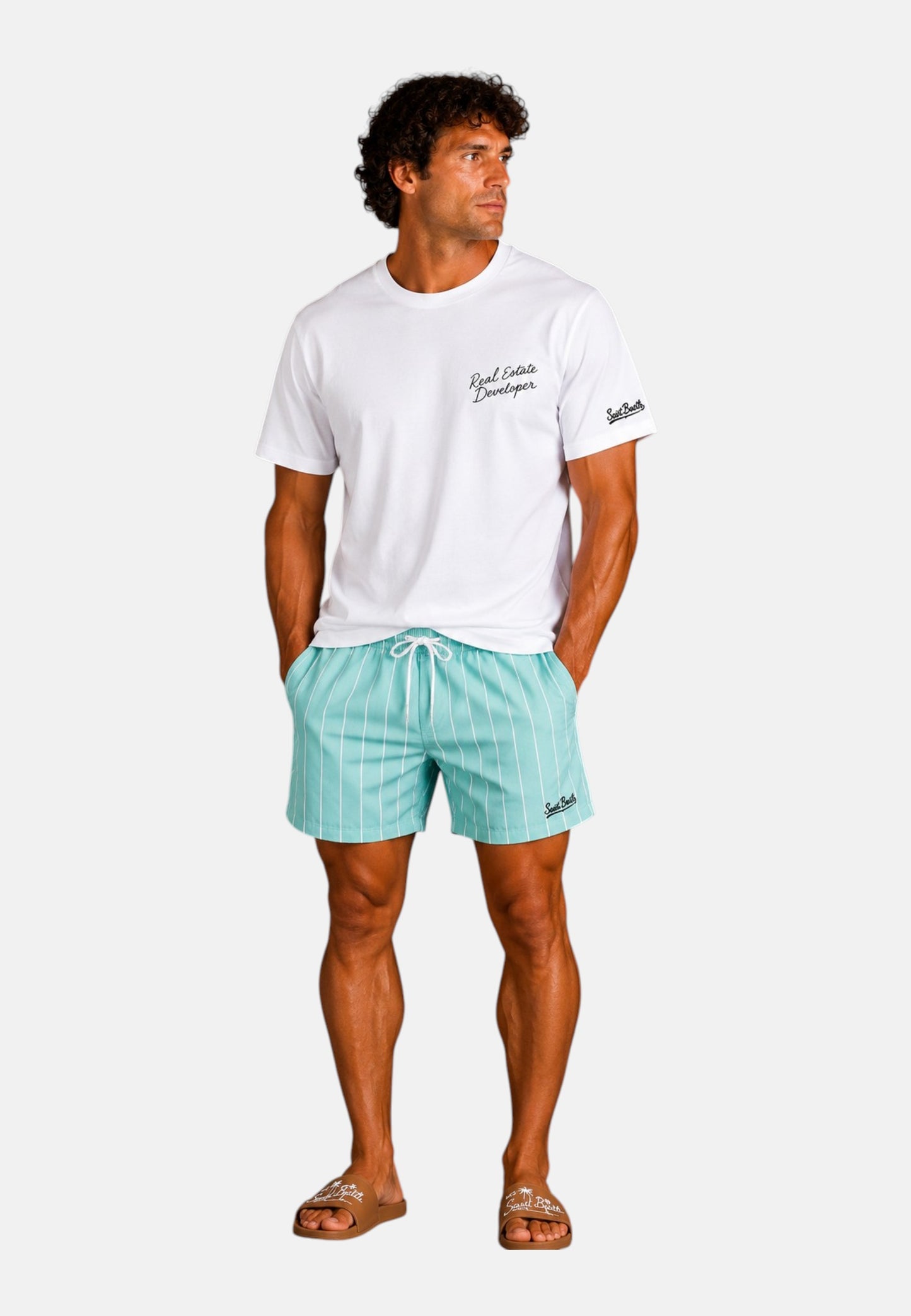 T-Shirt Manica Corta Uomo Mc2 Saint Barth Stampa/Ricamo Fronte E Retro Estate Developer Portland PRL0002
