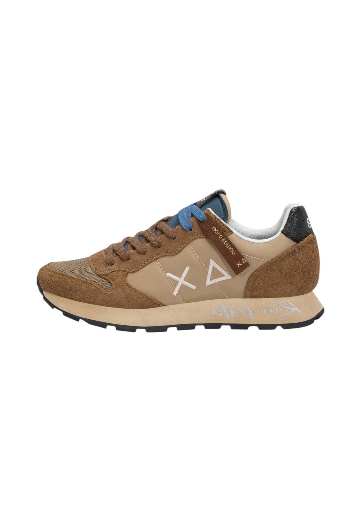 Sneakers Basse Uomo Sun68 Stile Running, Nylon E Suede, Effetto Vintage, Logo Ricamato Tom Vintage Z46105