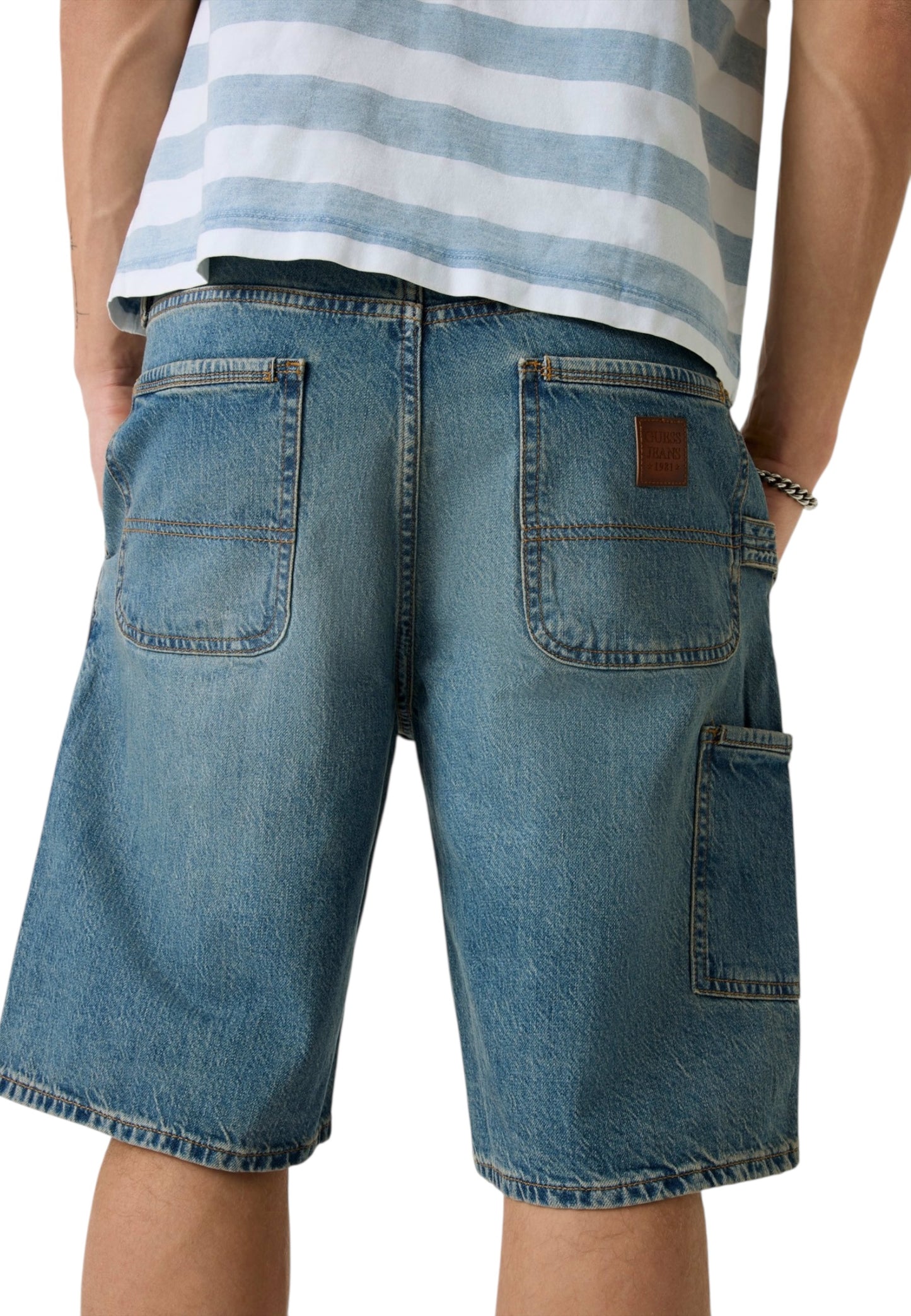 Pantaloncini Bermuda Uomo Guess In Denim Gj Carpenter Utility M6GD00D5M5S