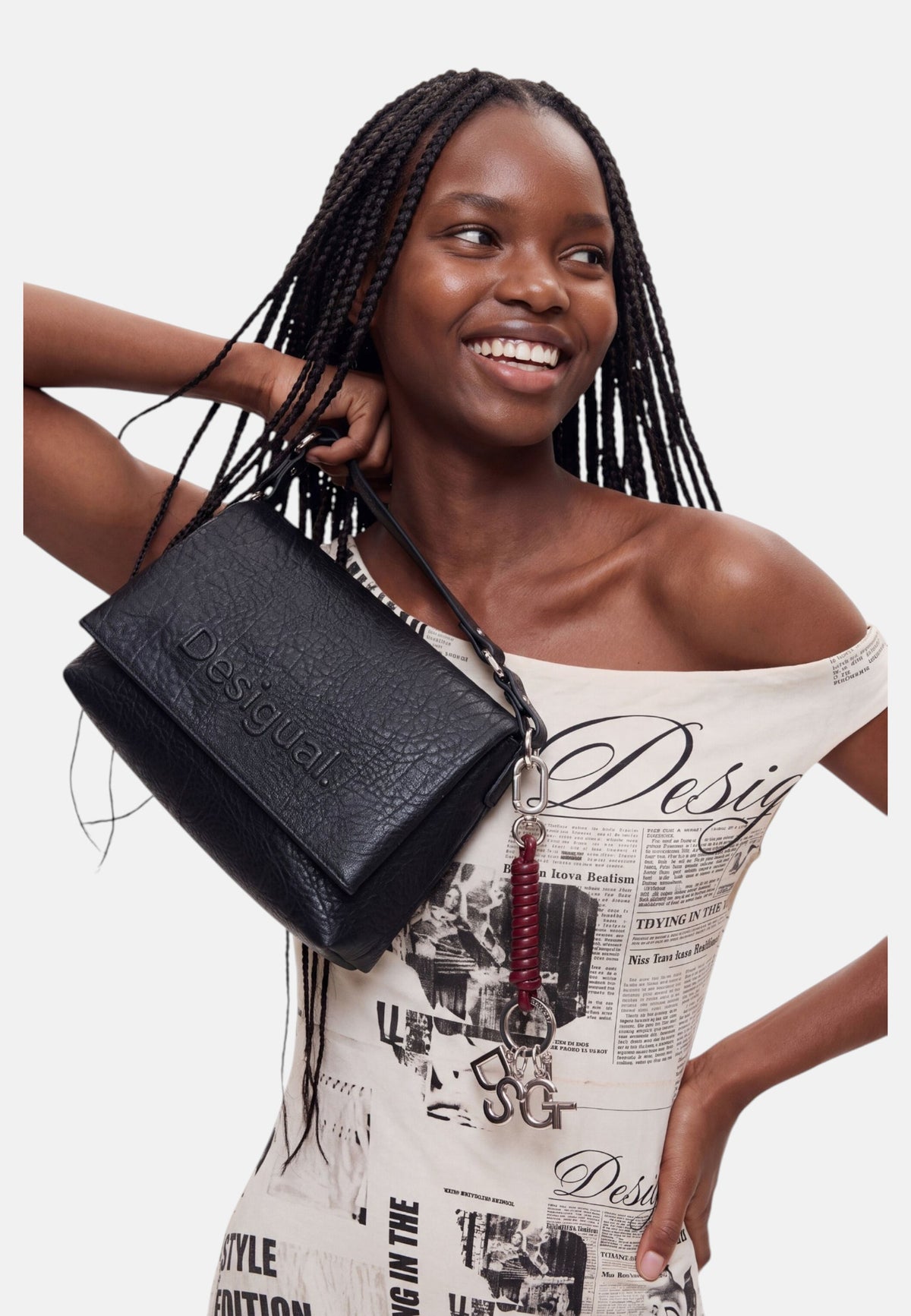 Borsa A Spalla Donna Desigual Medio, Trapuntato, Con patta Half Logo Venecia 4.0 Black 26WAXP08