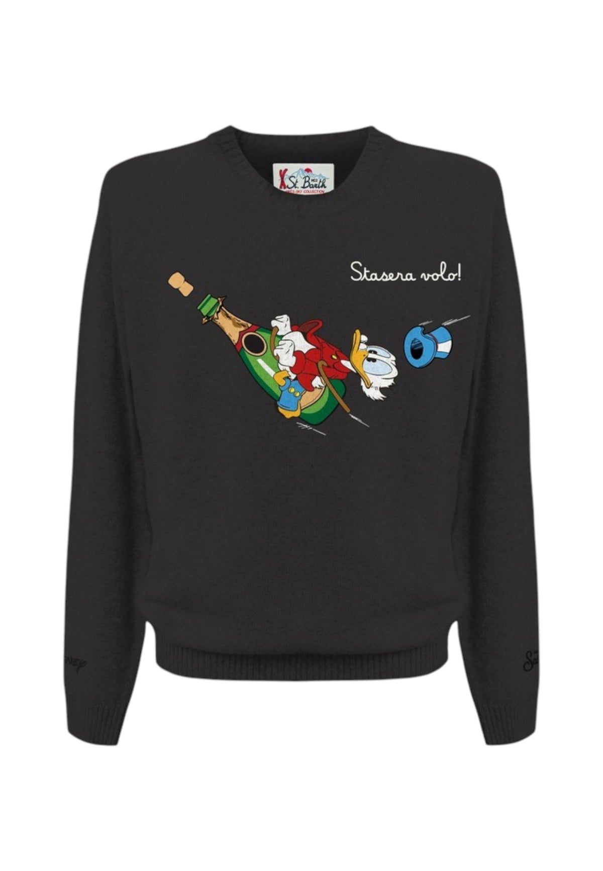 Maglione A Girocollo Uomo Mc2 Saint Barth Maniche Lunghe, Polsi E Fondo A Coste, Zio Paperone In Volo Tra Gli Oggetti Colorati Heron Light HER0005-SCROOGE-VOLO