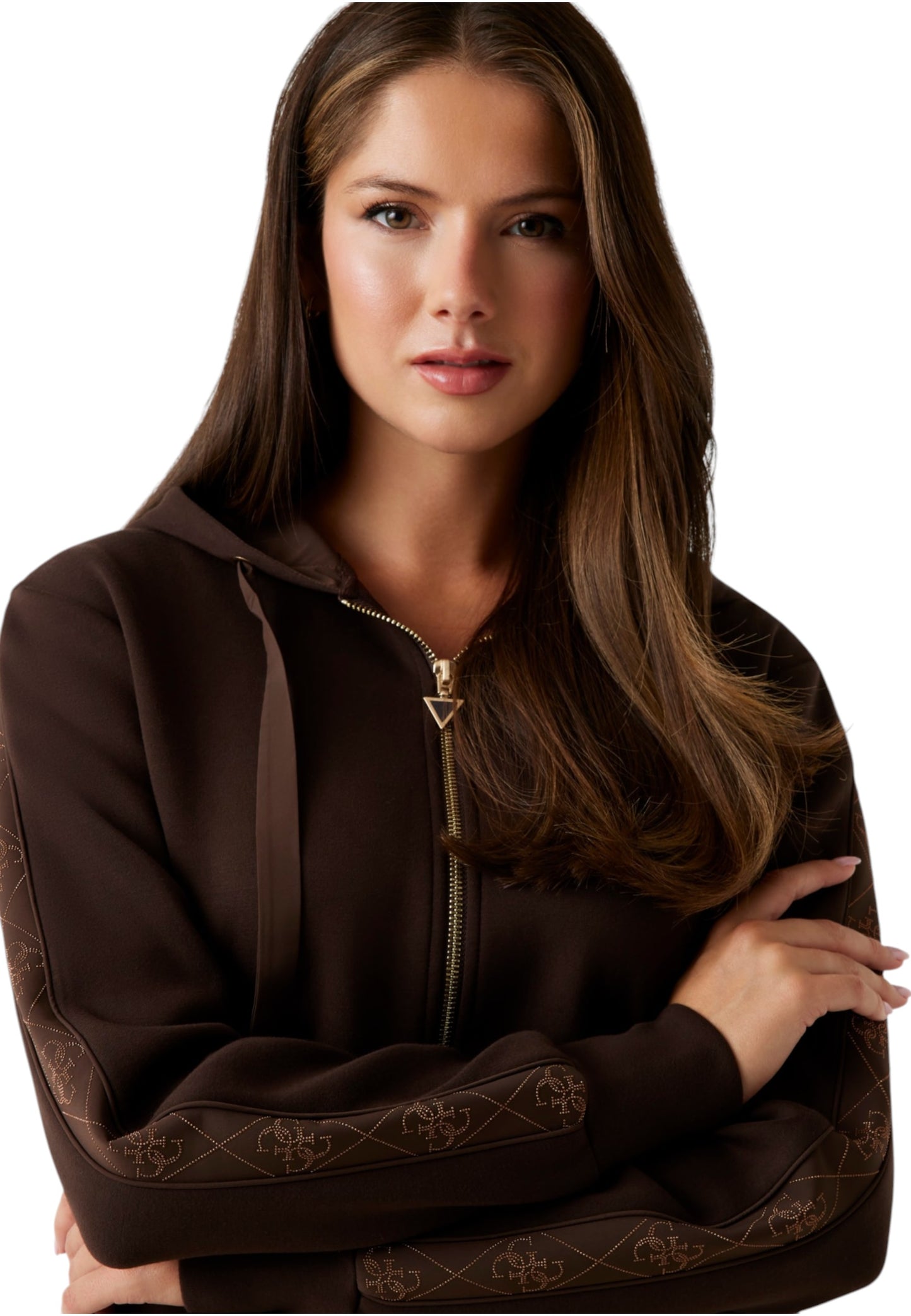 Felpa Con Zip Donna Guess Con Cappuccio New Hooded Scuba W5YQ05KBYE2