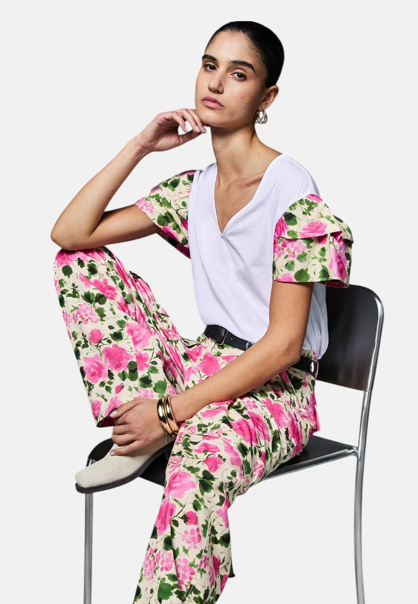 T-Shirt Manica Corta Donna Liu Jo Naive Roses  WA6513J6308