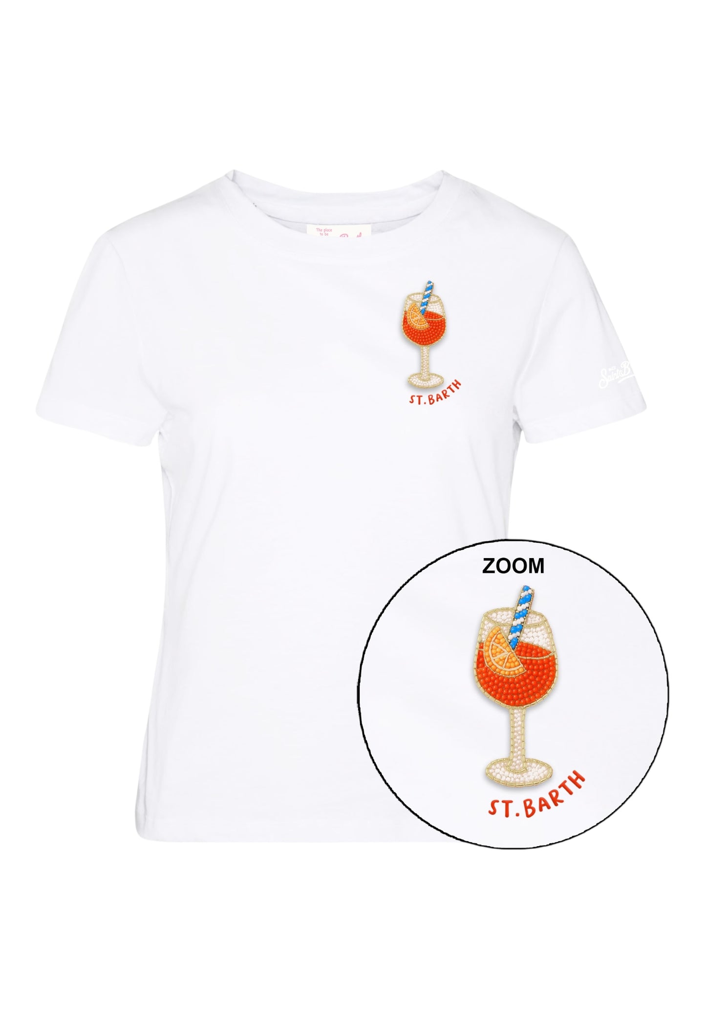 T-Shirt Manica Corta Donna Mc2 Saint Barth Sb Spritz Beads Emb Emilie EMI0001