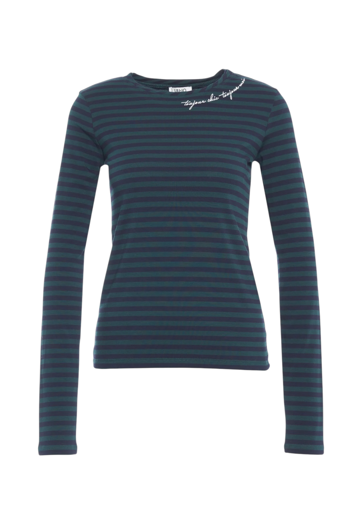 T-Shirt Manica lunga Donna Liu Jo A Righe Con Ricamo  WF6440J3988