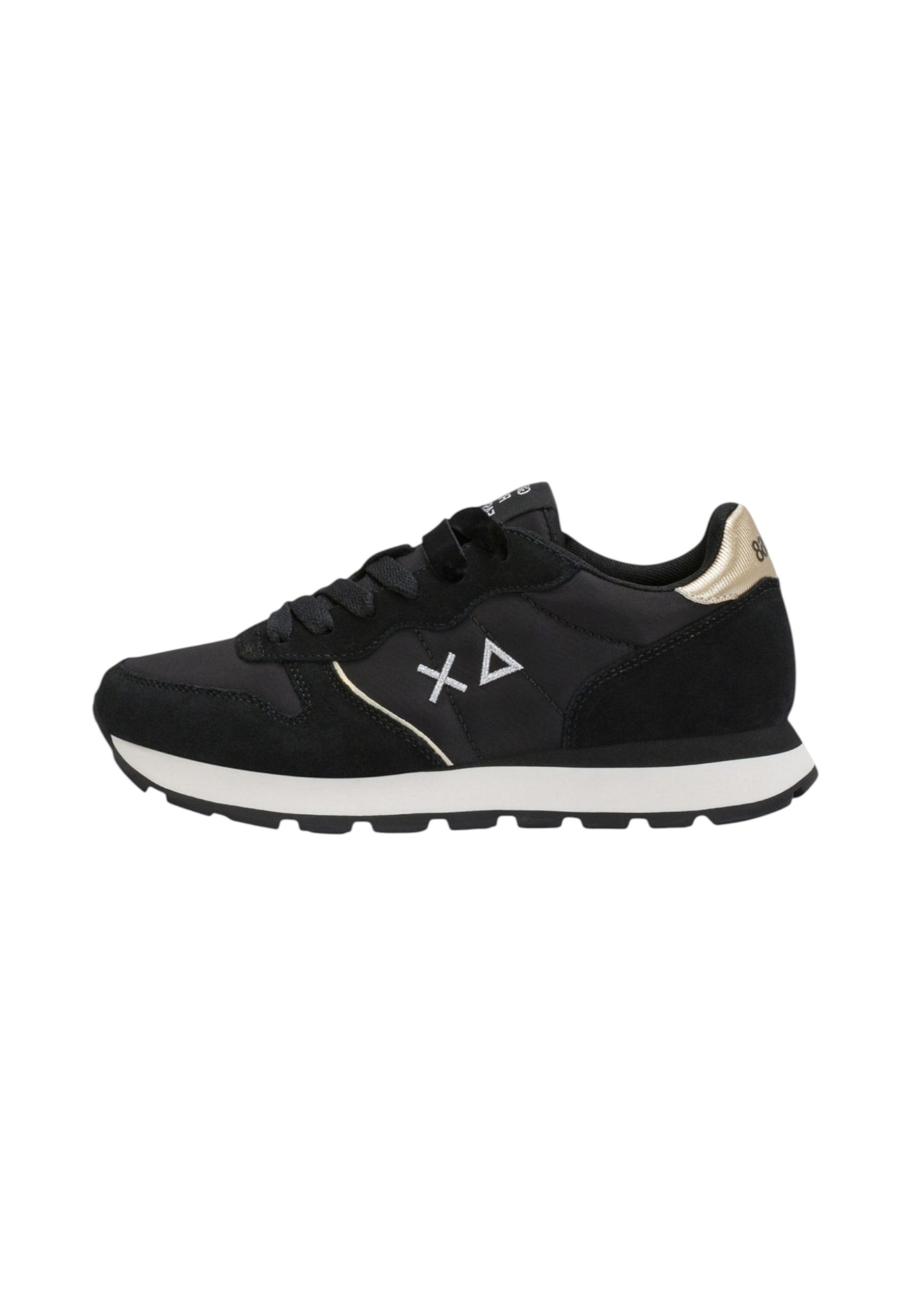 Sneakers Basse Donna Sun68 Stile Running, Nylon E Suede, Dettagli Laminati Ally Silver Gold Z46202