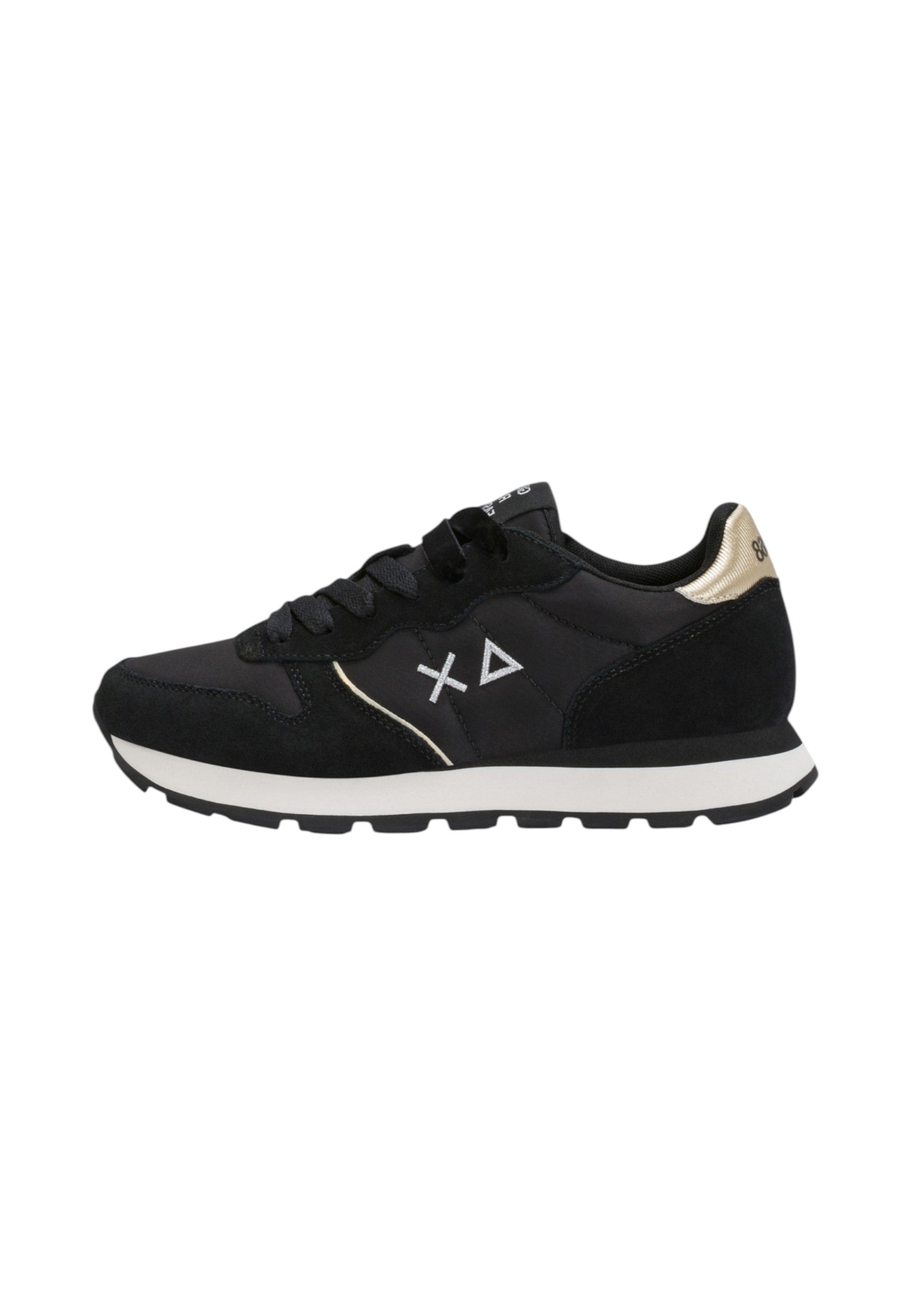 Sneakers Basse Donna Sun68 Stile Running, Nylon E Suede, Dettagli Laminati Ally Silver Gold Z46202