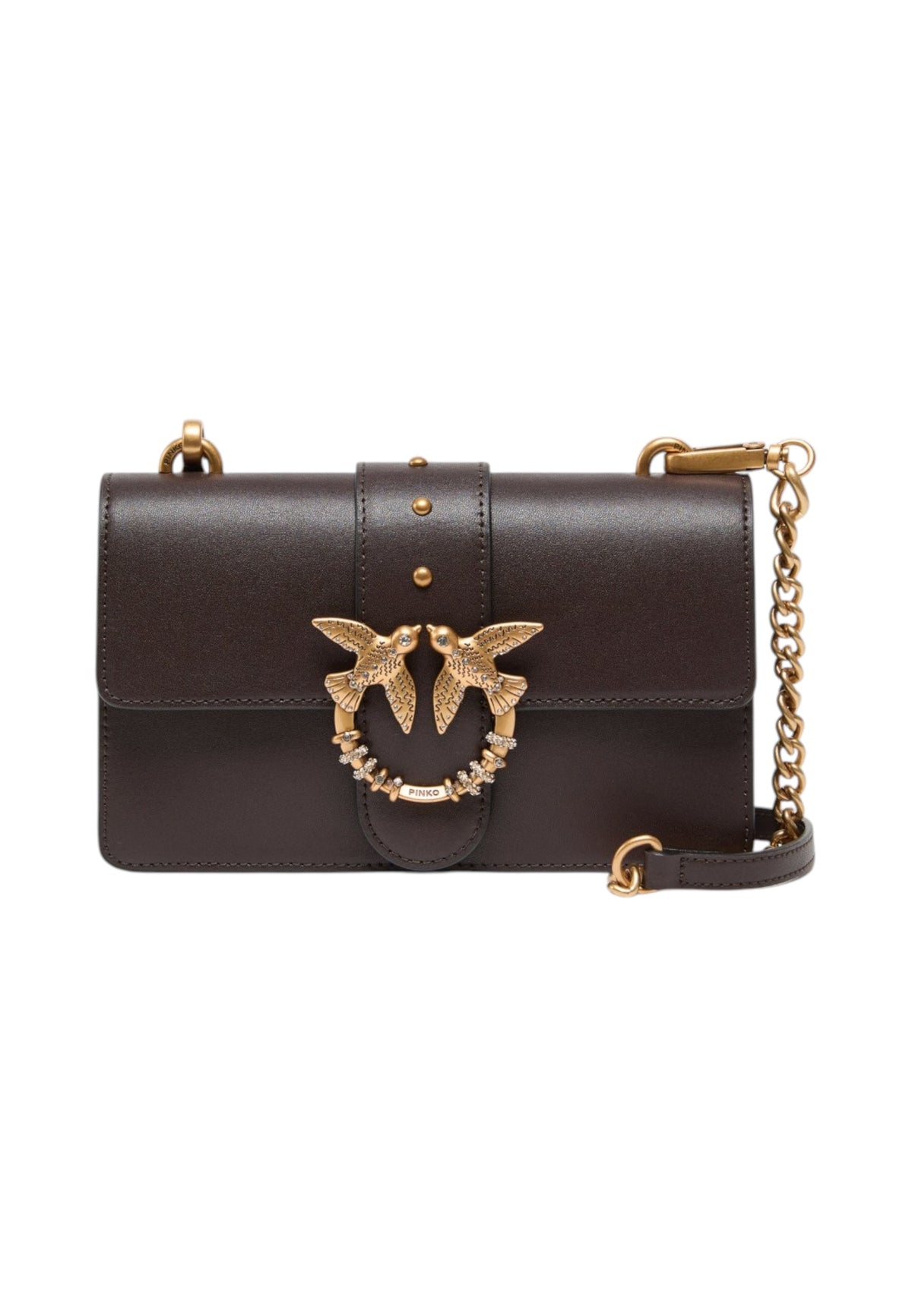 Borsa A Tracolla Donna Pinko Pelle di vitello, formato mini, nuova fibbia Love Birds, tracolla a catena, misure 22 x 7 x 13 cm Love One Mini New Buckle 107071A0F1