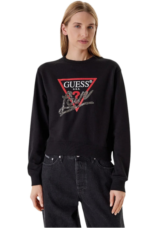 Felpa A Girocollo Donna Guess  Studded Love W5YQ06KB681