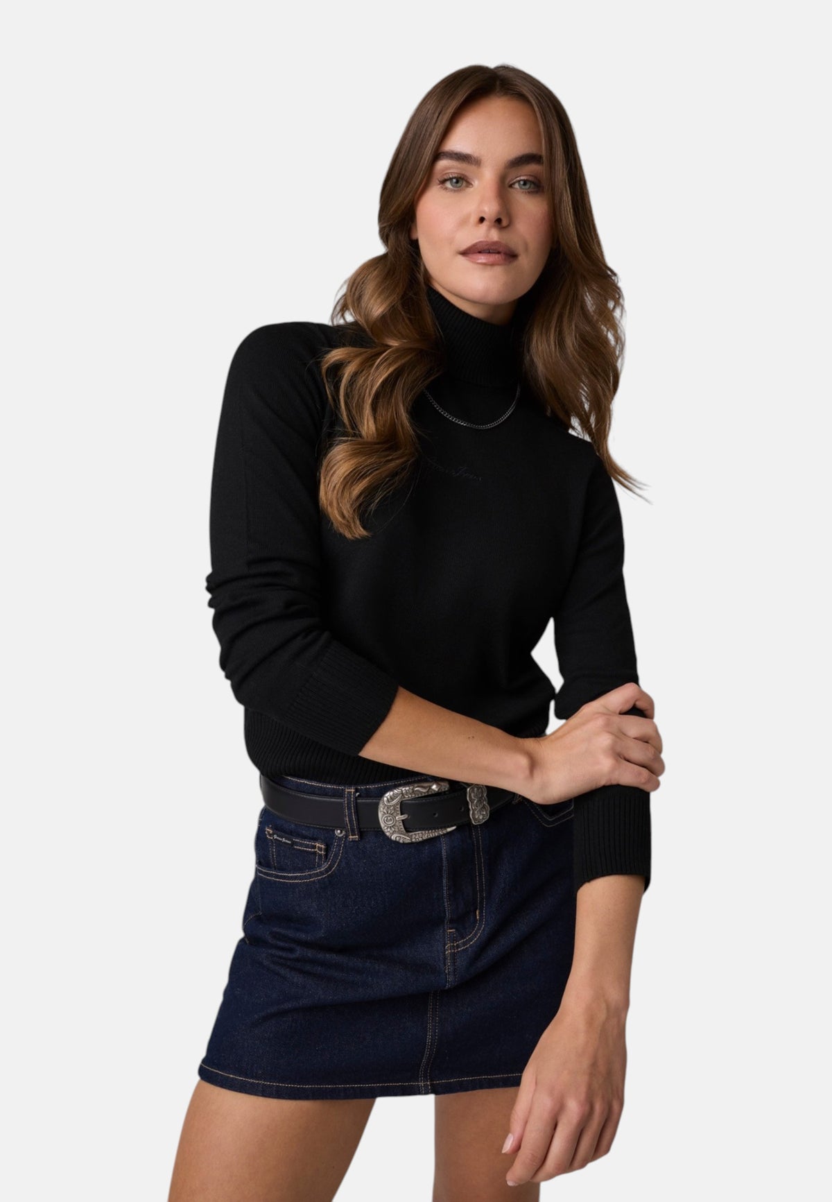 Maglione Collo Alto Donna Guess Logo ricamato Gj W6BR03Z1246
