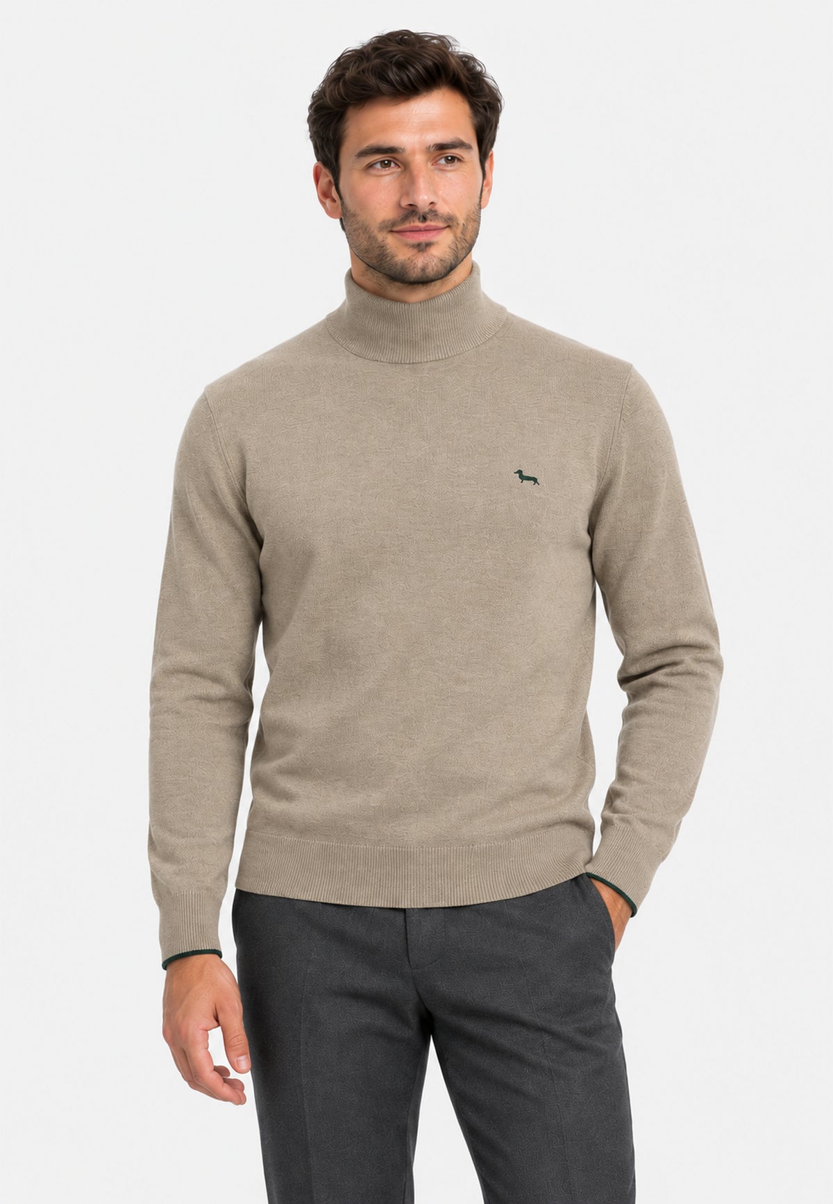 Maglione Collo Alto Uomo Harmont & Blaine Misto lana e cashmere, Collo Perkins, Dettagli a contrasto, Regular Fit, Finiture a costine, Logo Harmont & Blaine  HRR896030187