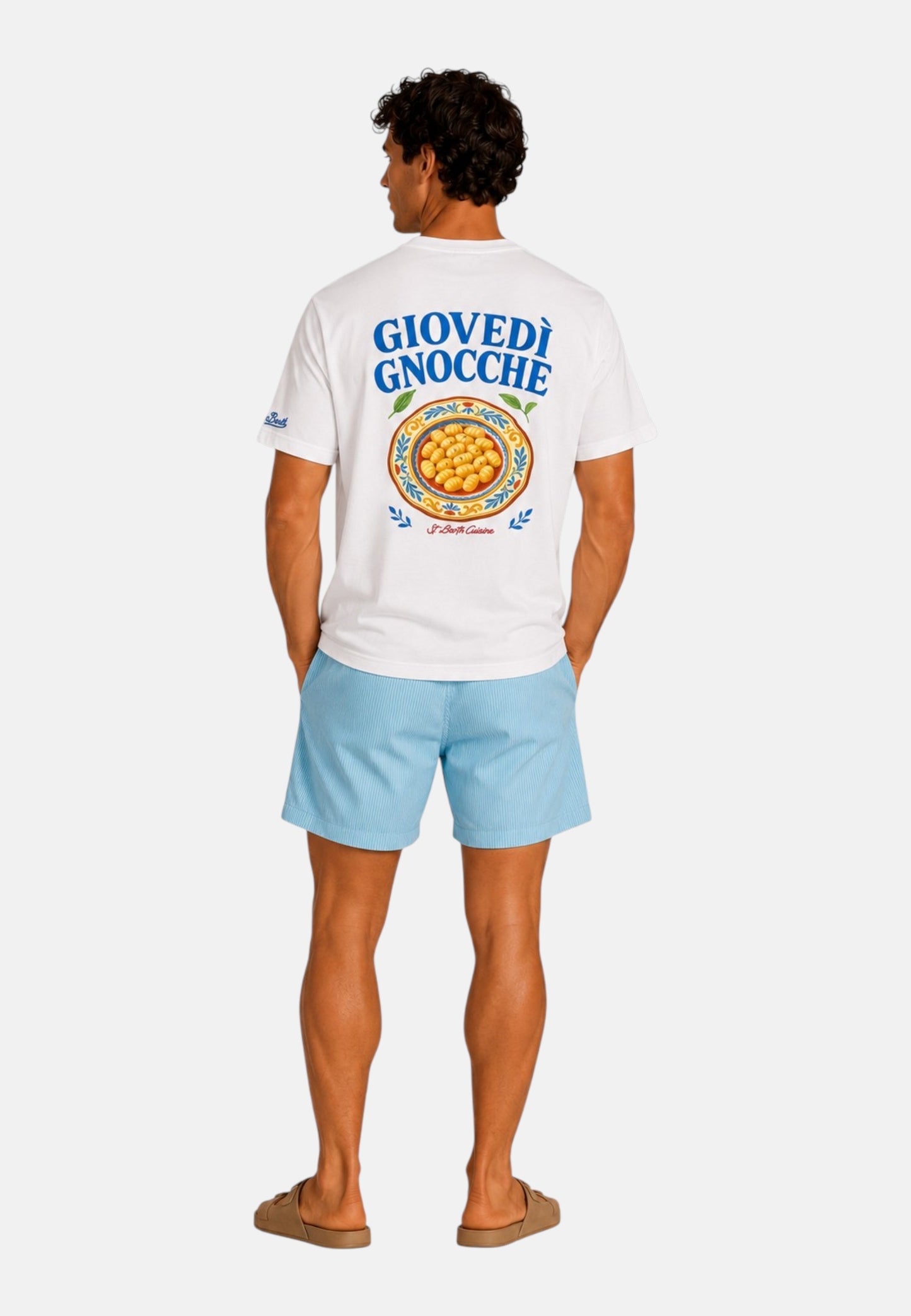 T-Shirt Manica Corta Uomo Mc2 Saint Barth Stampa/Ricamo Fronte E Retro Giovedi Gnocche Portland PRL0002