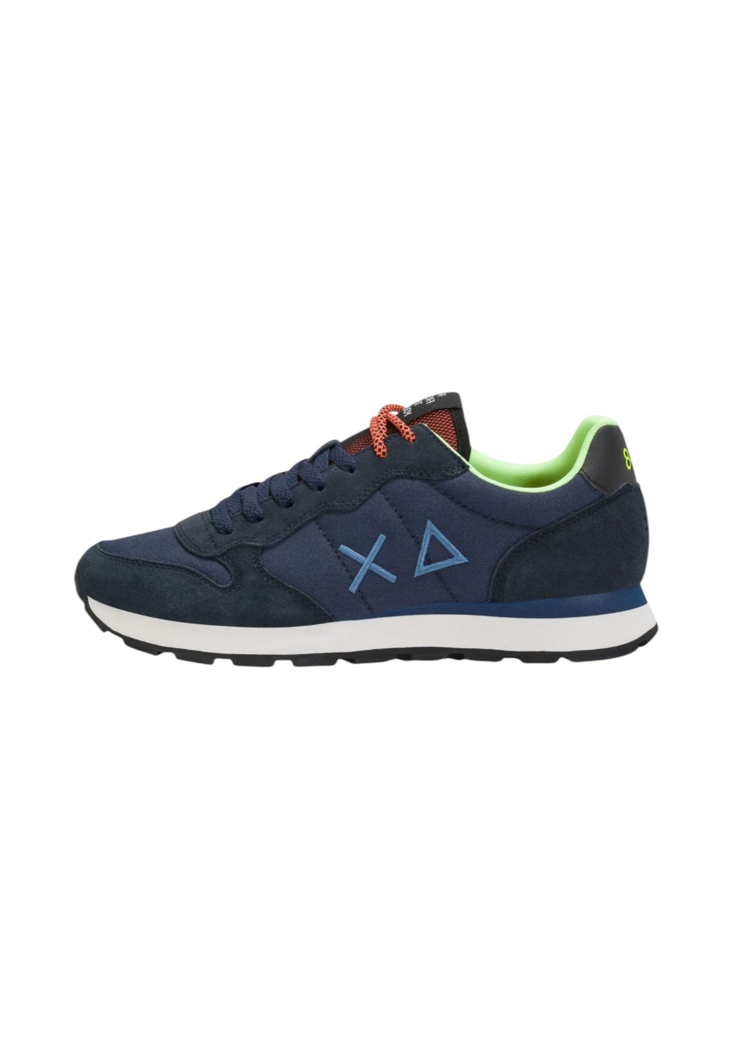 Sneakers Basse Uomo Sun68 Stile Running, Nylon E Suede, Dettagli Fluo, Logo Ricamato Tom Fluo Z46102